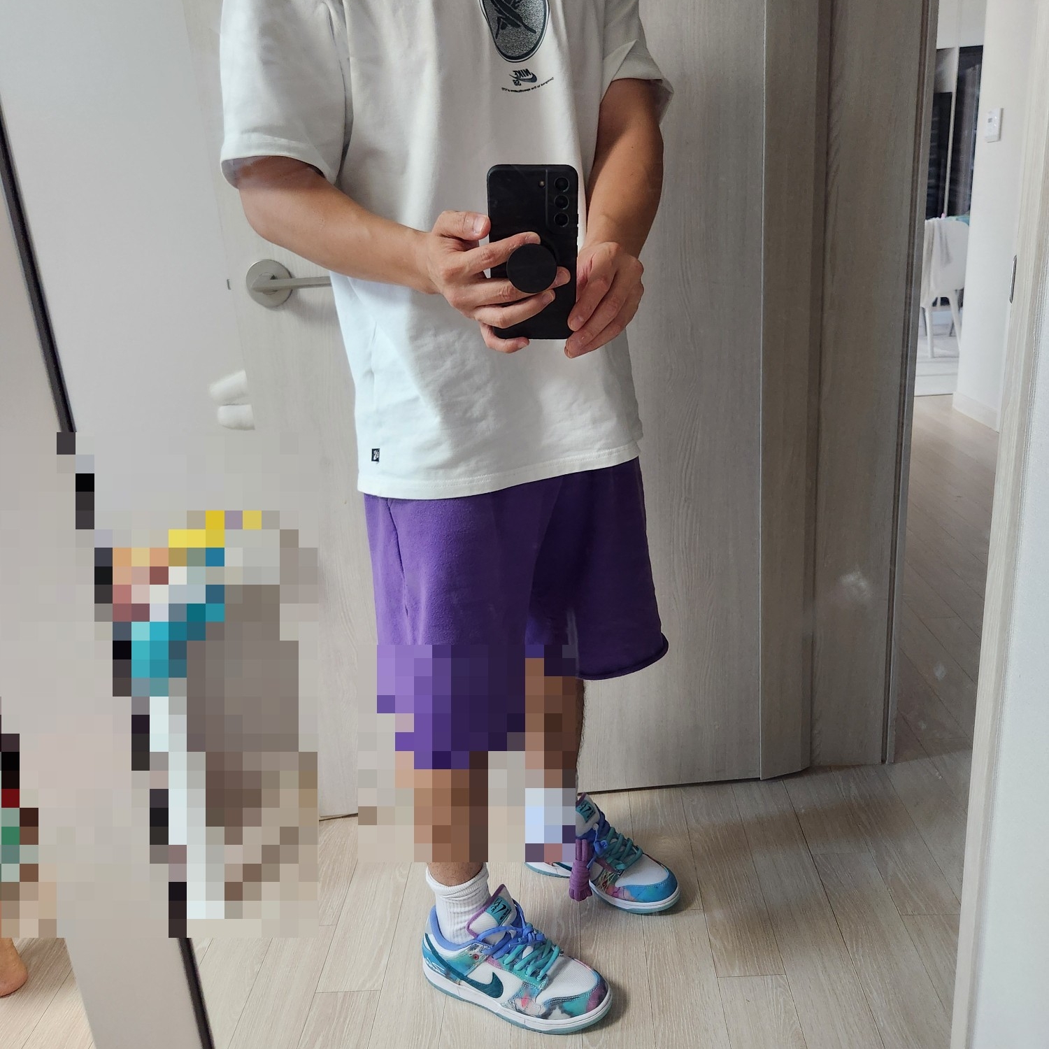 Nike x Futura Laboratories SB Dunk Low OG QS White and Geode Teal 착용 스타일 - 8