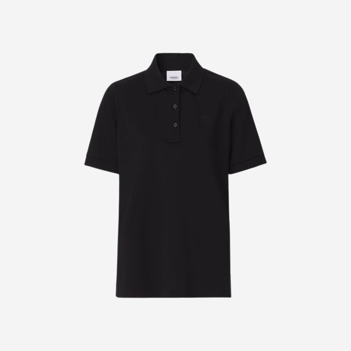 (W) Burberry Monogram Motif Cotton Pique Polo Shirt Black 상세 이미지 1