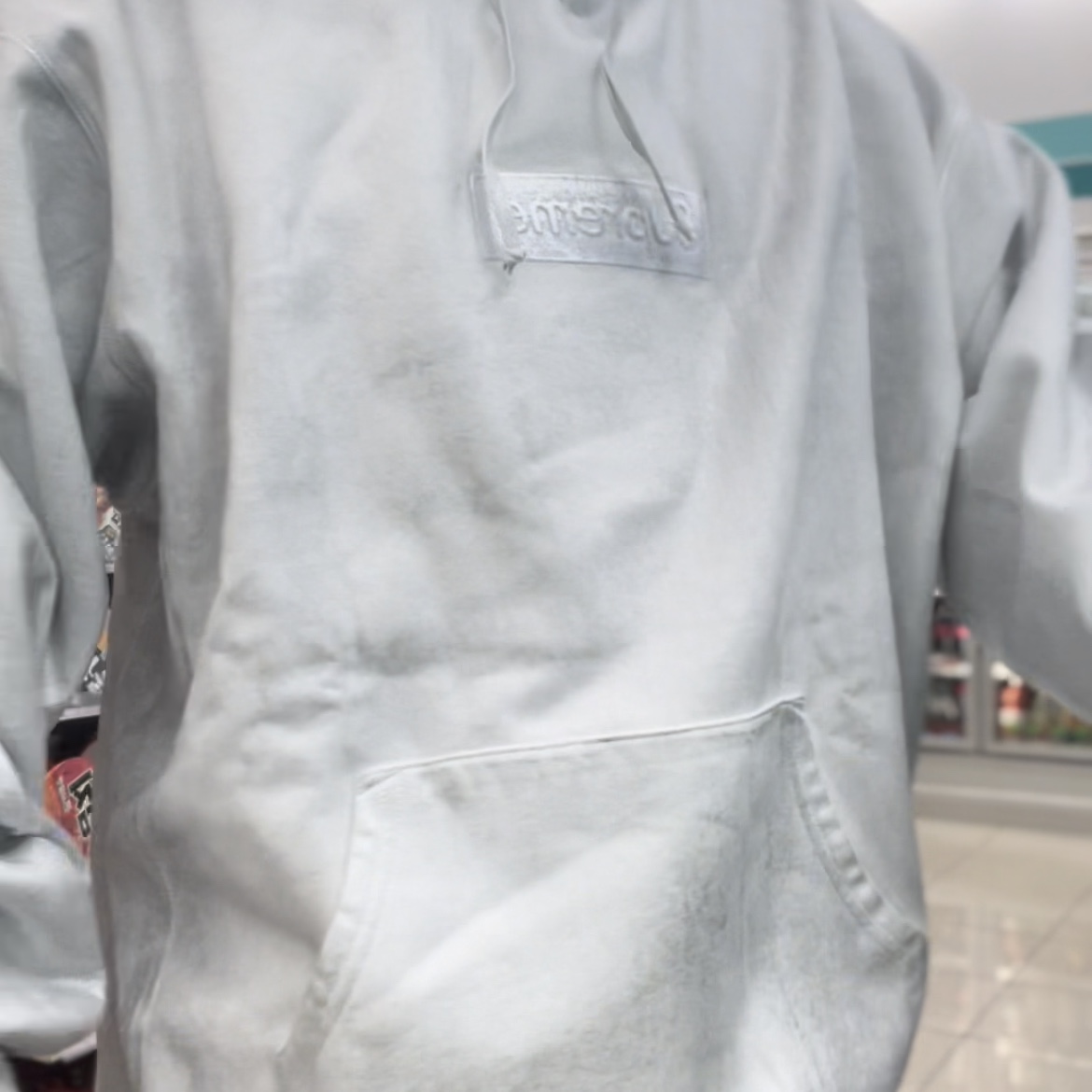 Supreme x MM6 Maison Margiela Foil Box Logo Hooded Sweatshirt White - 24SS 착용 스타일 - 3