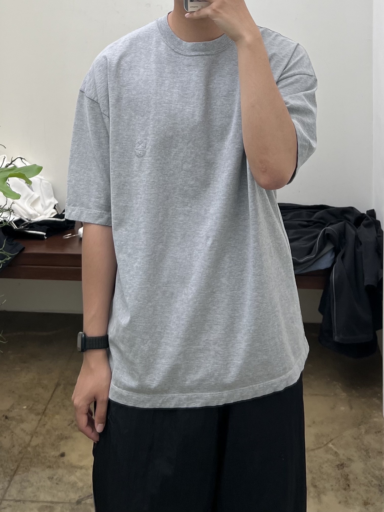 Polyteru Human Index Human Regular 1/2 T-Shirt Dyed Blue, Polyteru 1011 Nylon Track Pants Dark Navy - 24SS 착용 스타일 - 3