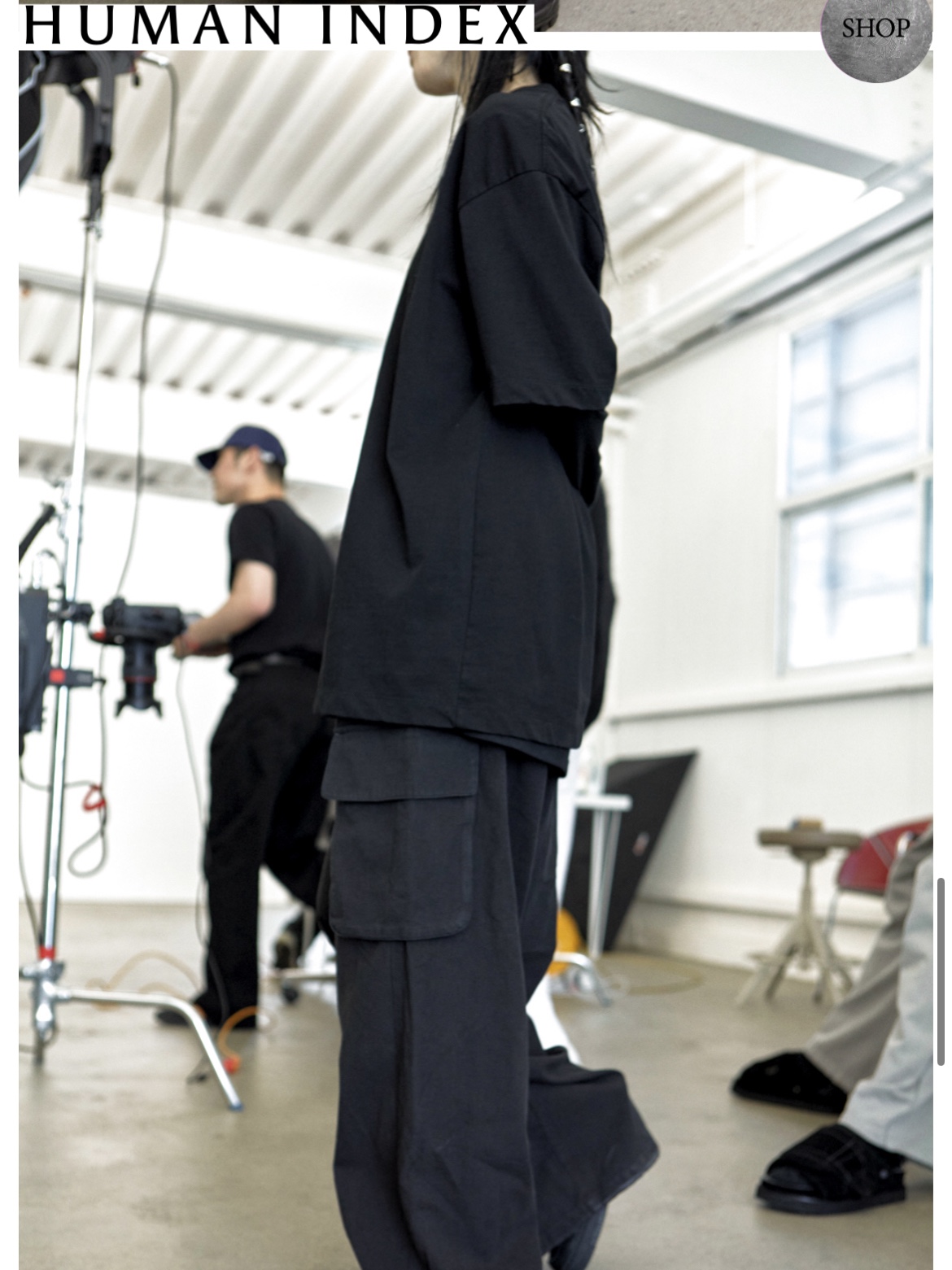 Polyteru Tenco Loosed Shirt 2.0 Dyed Purple Gray, Polyteru Human Index Index Cargo Pants Black 착용 스타일 - 3