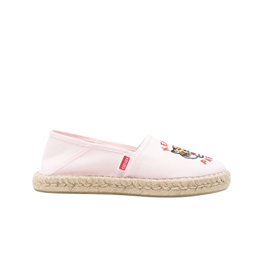 (W) 겐조 럭키 타이거 자수 캔버스 에스파드리유 페이디드 핑크((W) Kenzo Lucky Tiger Embroidered Canvas Espadrilles Faded Pink)