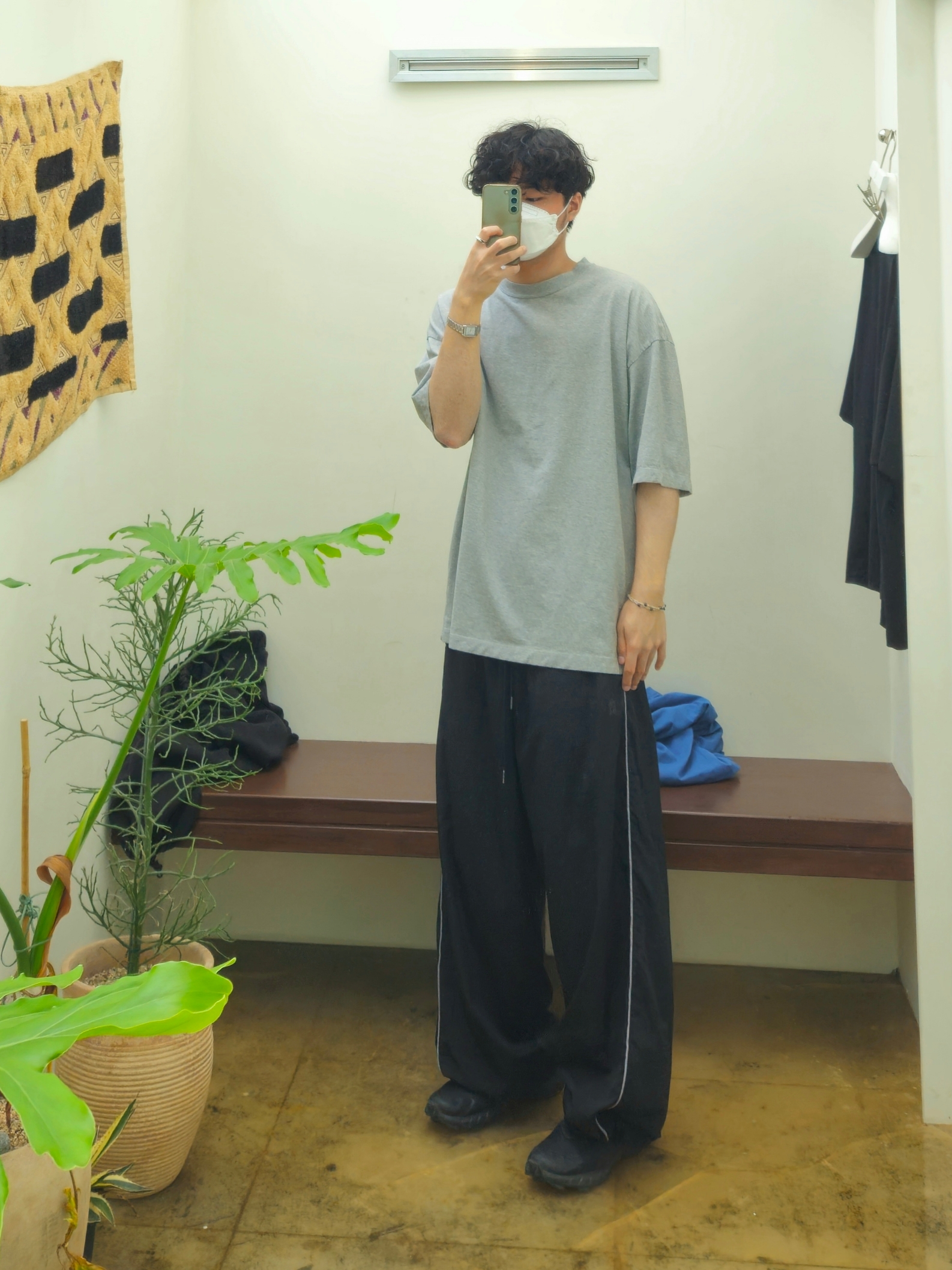 Polyteru Human Index Human Jumbo 1/2 T-Shirt Gray, Polyteru Human Index Index Track Pants Black/White 착용 스타일 - 1