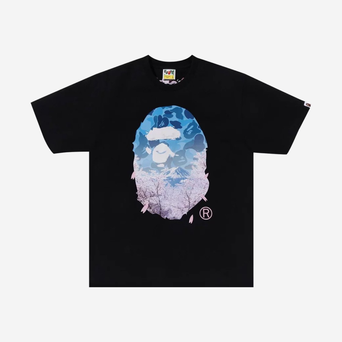 BAPE Sakura Photo Ape Head T-Shirt Black 상세 이미지 1