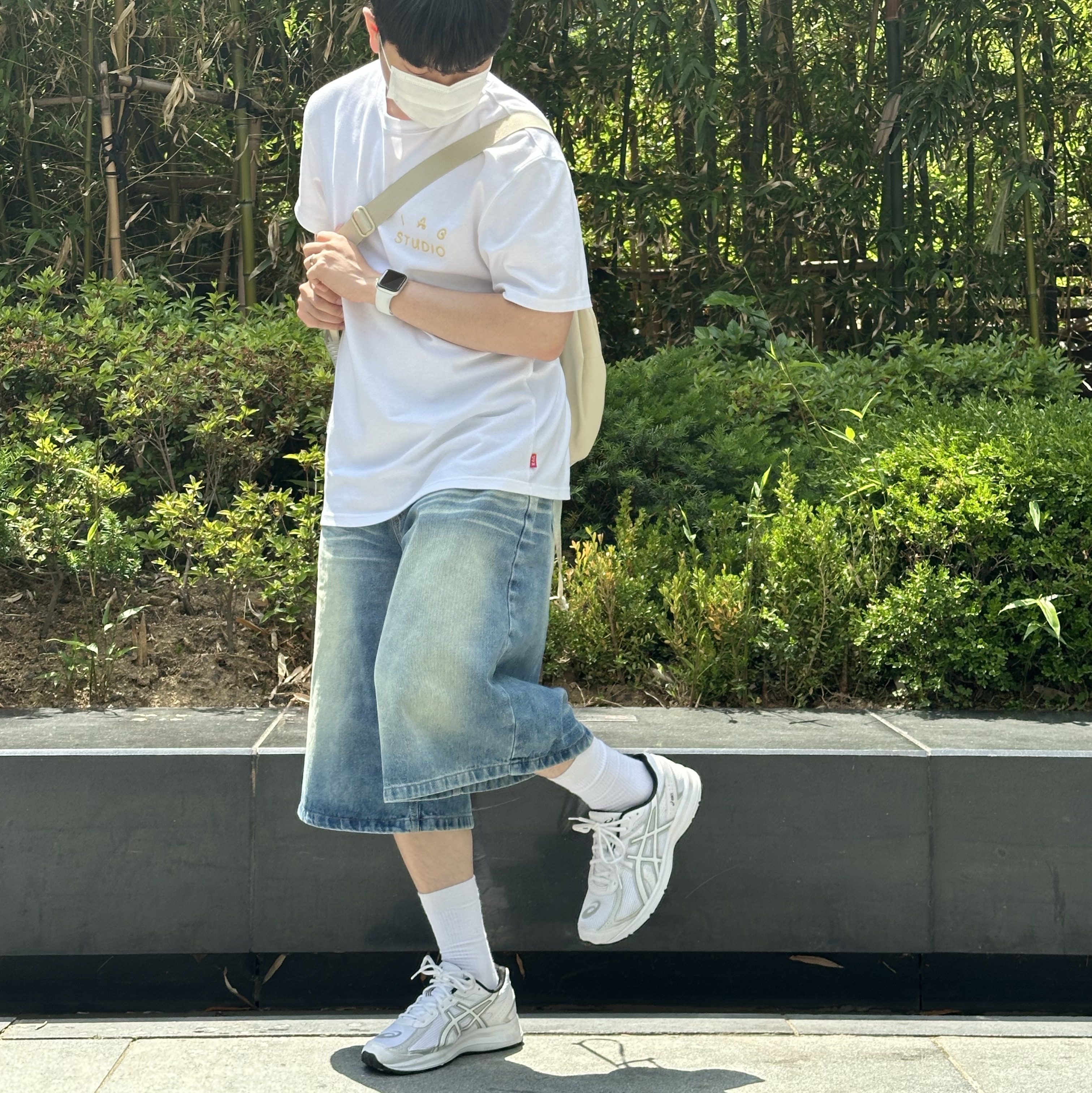 Asics Jog 100 S White - 2E Wide 착용 스타일