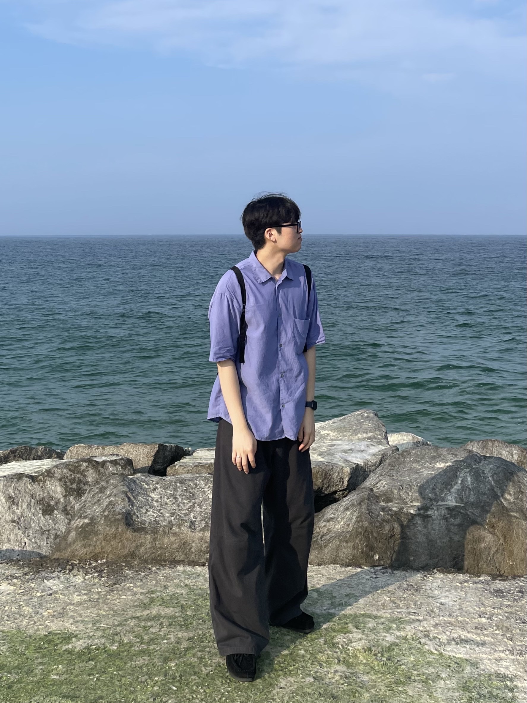 [프리오더] Polyteru Wallabee Shoes Woven Black, Polyteru Human Index Human Regular 1/2 T-Shirt Dyed Blue 착용 스타일 - 2