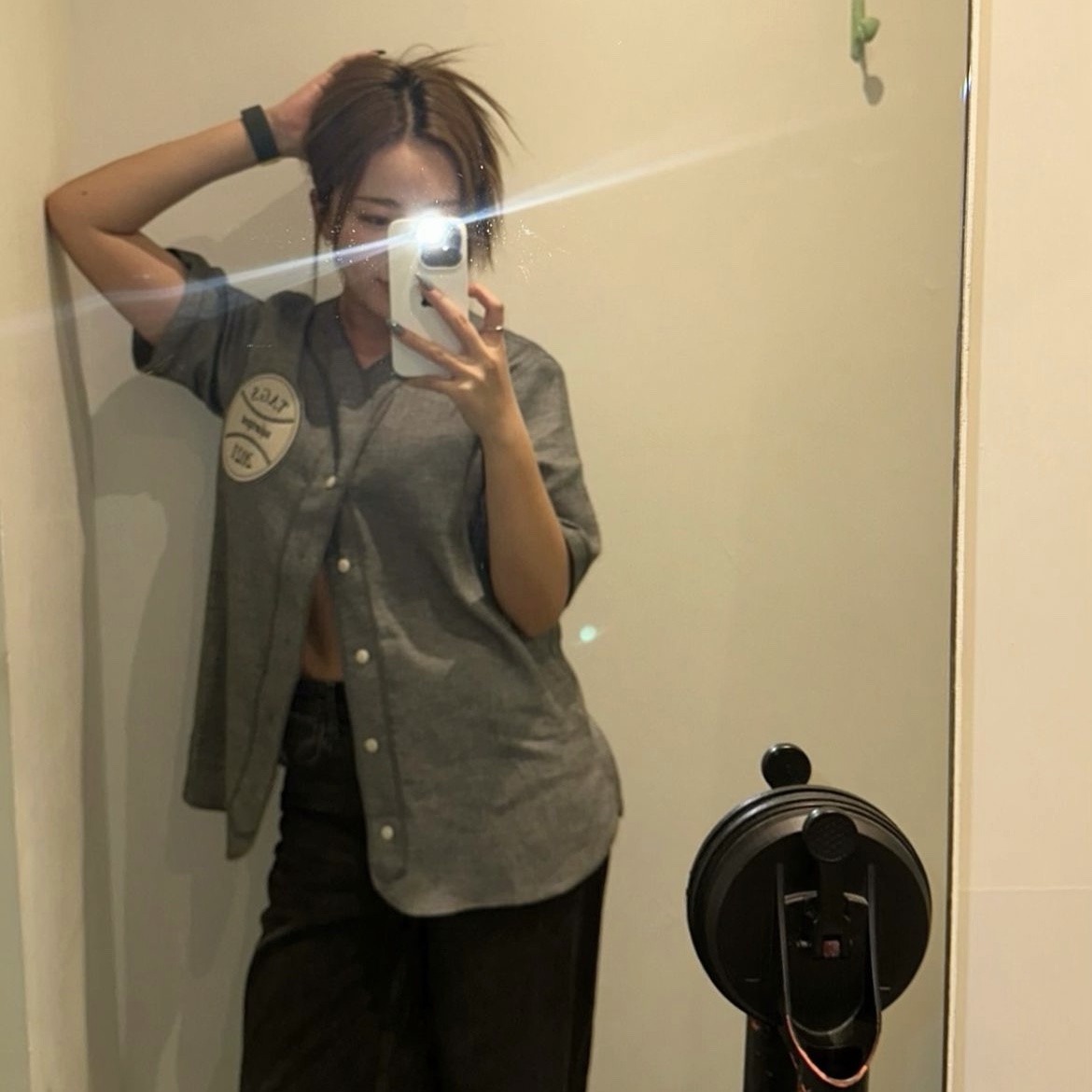 Safarispot Roux Base Uniform Dugout Shirts Denim, Safarispot Roux Base Uniform Dugout Shirts Black 착용 스타일