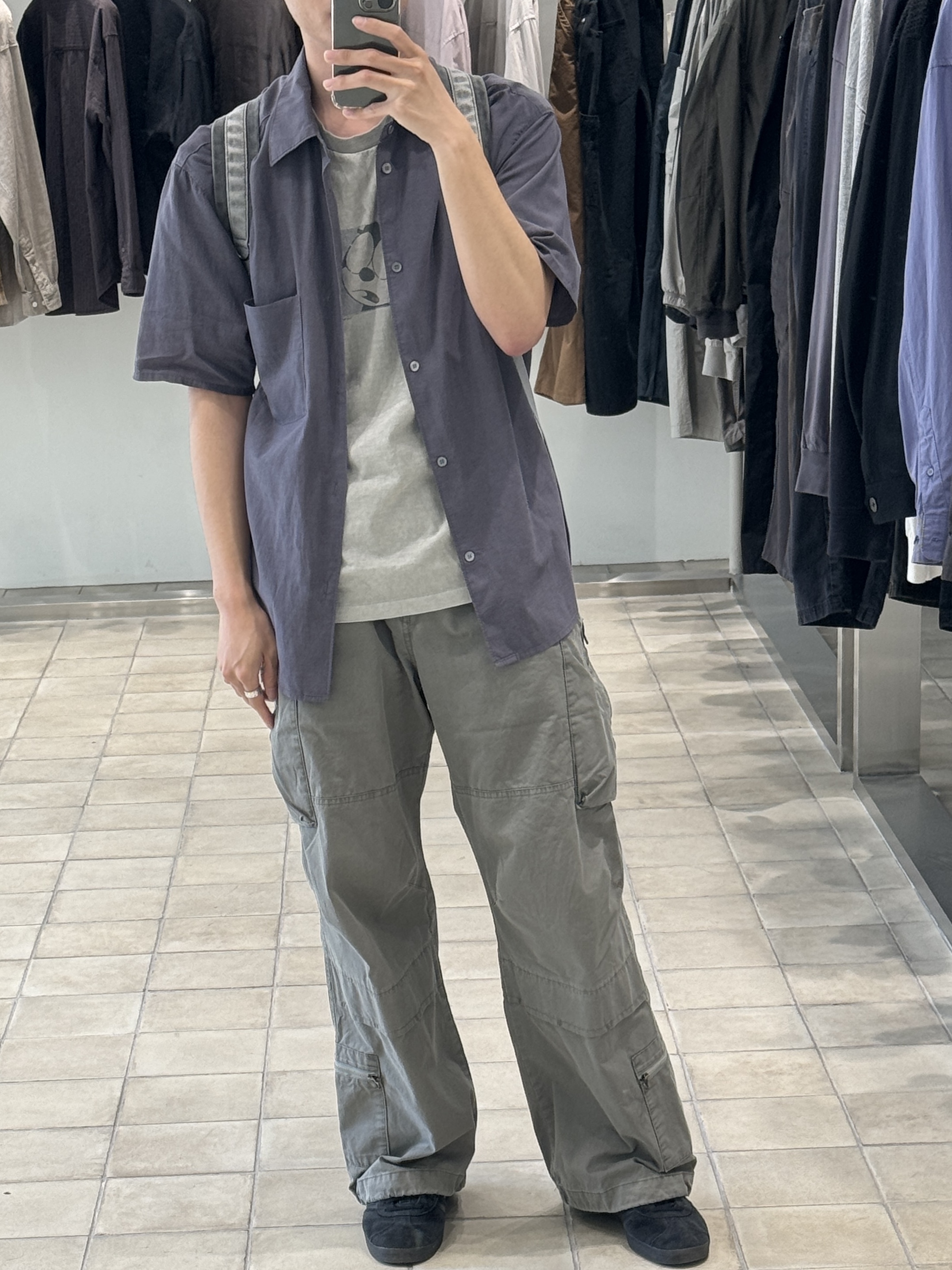 Polyteru Tenco Loosed Shirt 2.0 Washed Gray 착용 스타일 - 3