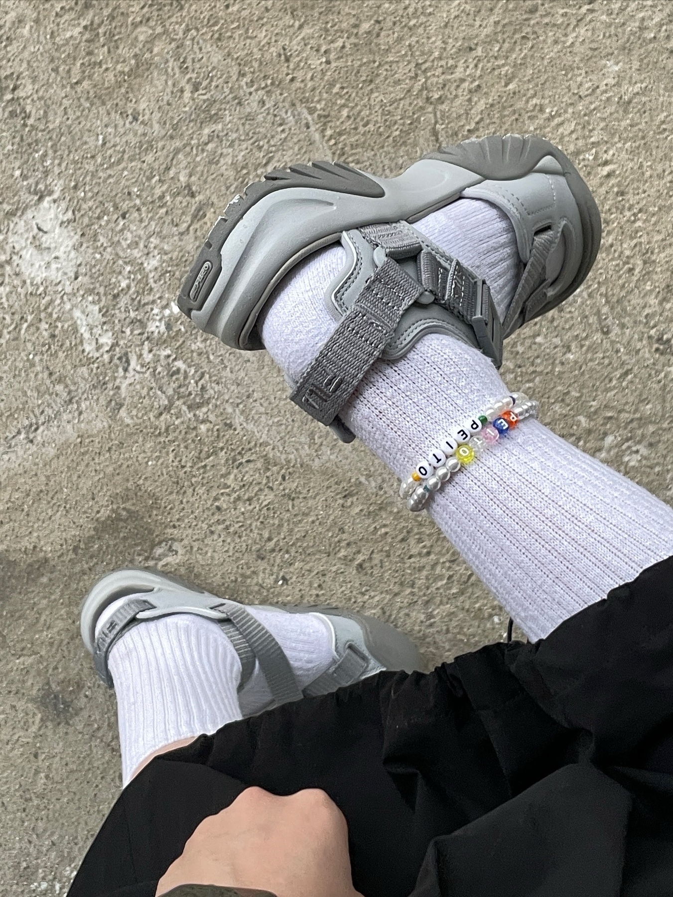 Fila Peito Sandal Grey 착용 스타일 - 2