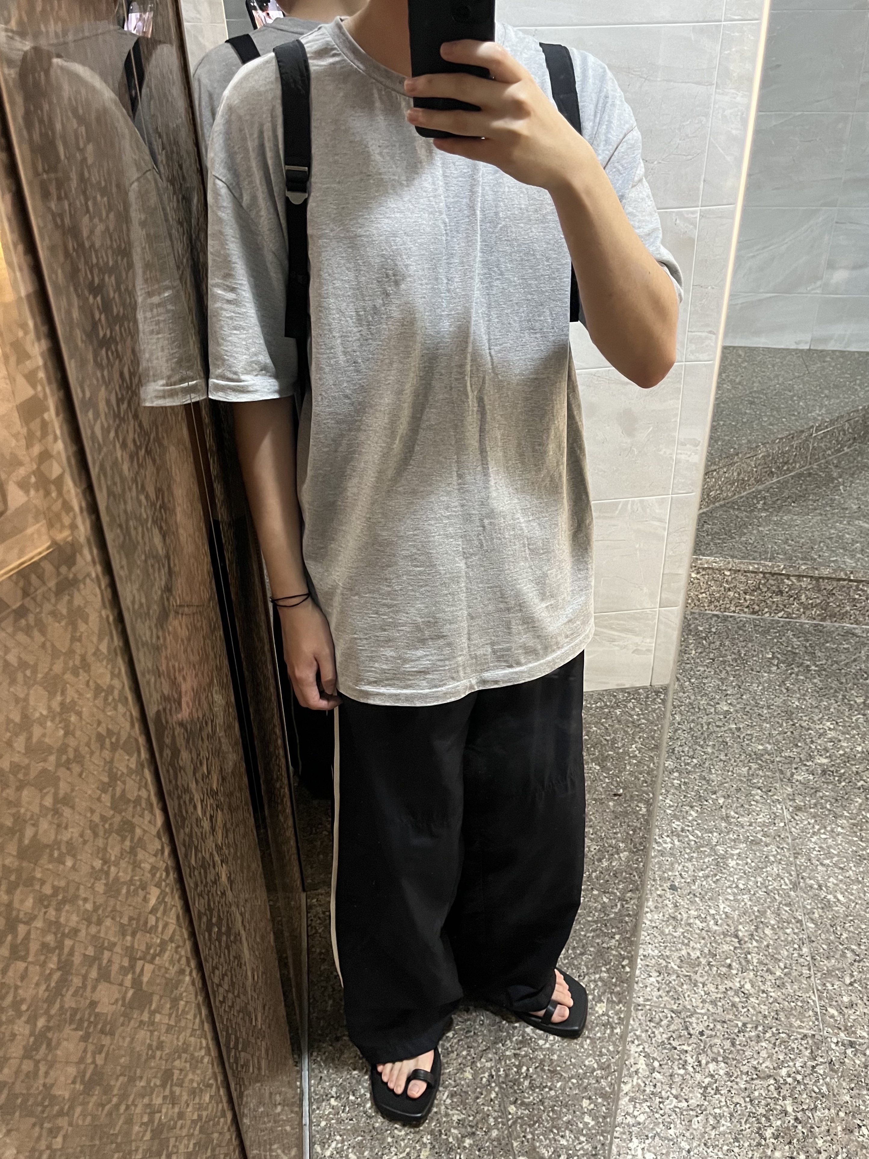 Polyteru x 1011 Nylon Track Pants Dark Navy Sports Ver. - 23FW, Polyteru Human Index Human Regular 1/2 T-Shirt Black 착용 스타일 - 1