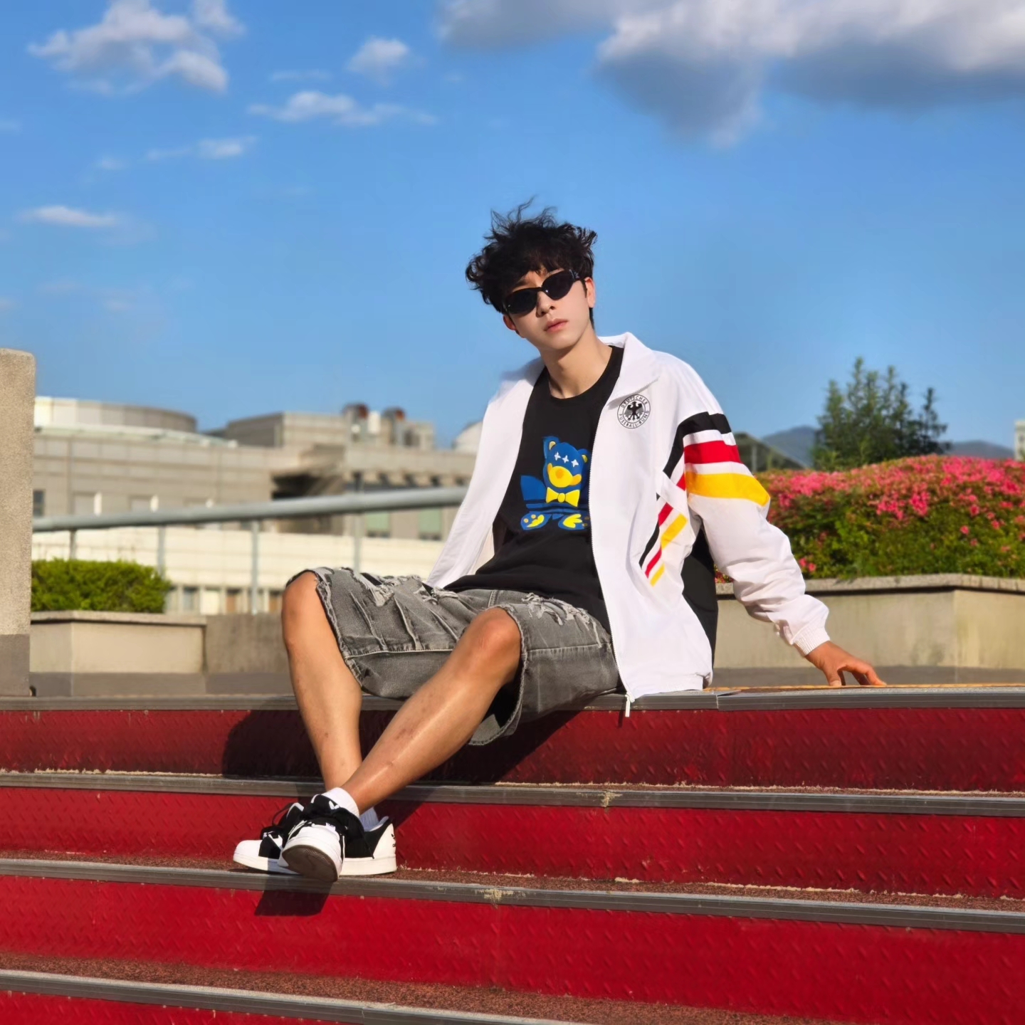 Adidas Germany 1996 Woven Track Jacket White - KR Sizing, Adidas Germany 1996 Woven Track Jacket White - US Sizing 착용 스타일 - 5