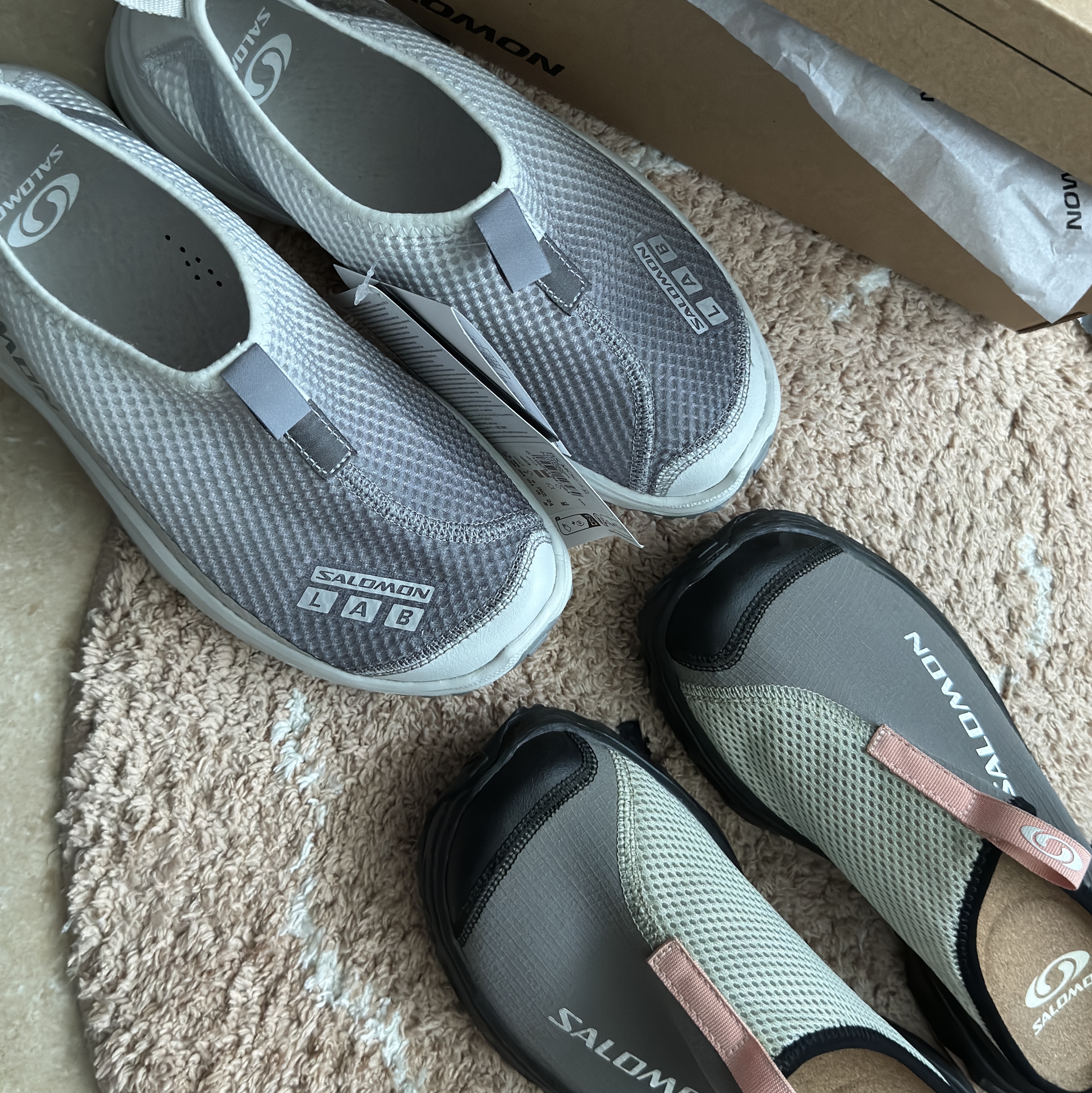 Salomon RX Moc 3.0 Glacier Gray, Salomon RX Slide 3.0 Pewter 착용 스타일 - 1
