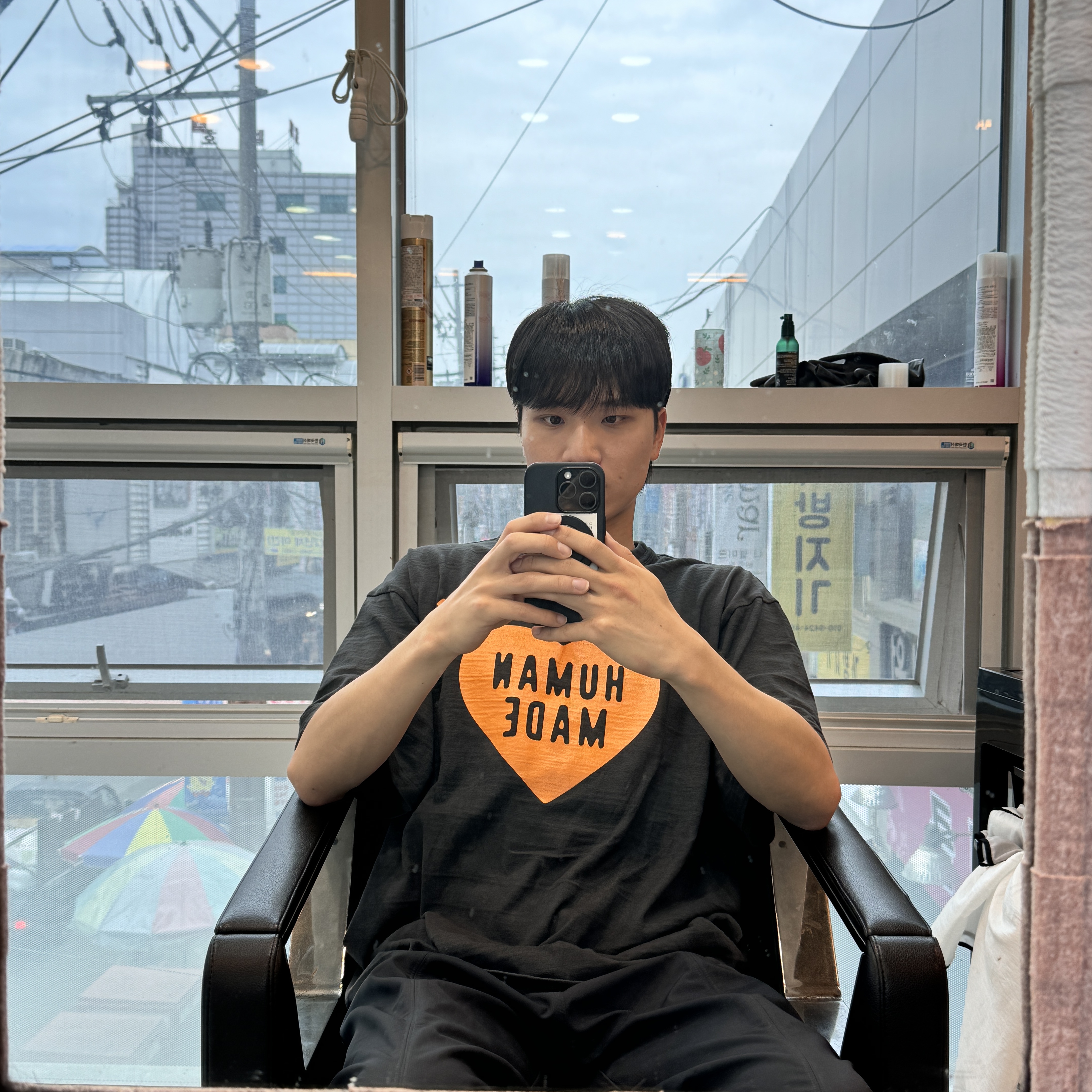 Human Made Heart T-Shirt Black Orange - Shibuya Parco Store Exclusive 착용 스타일