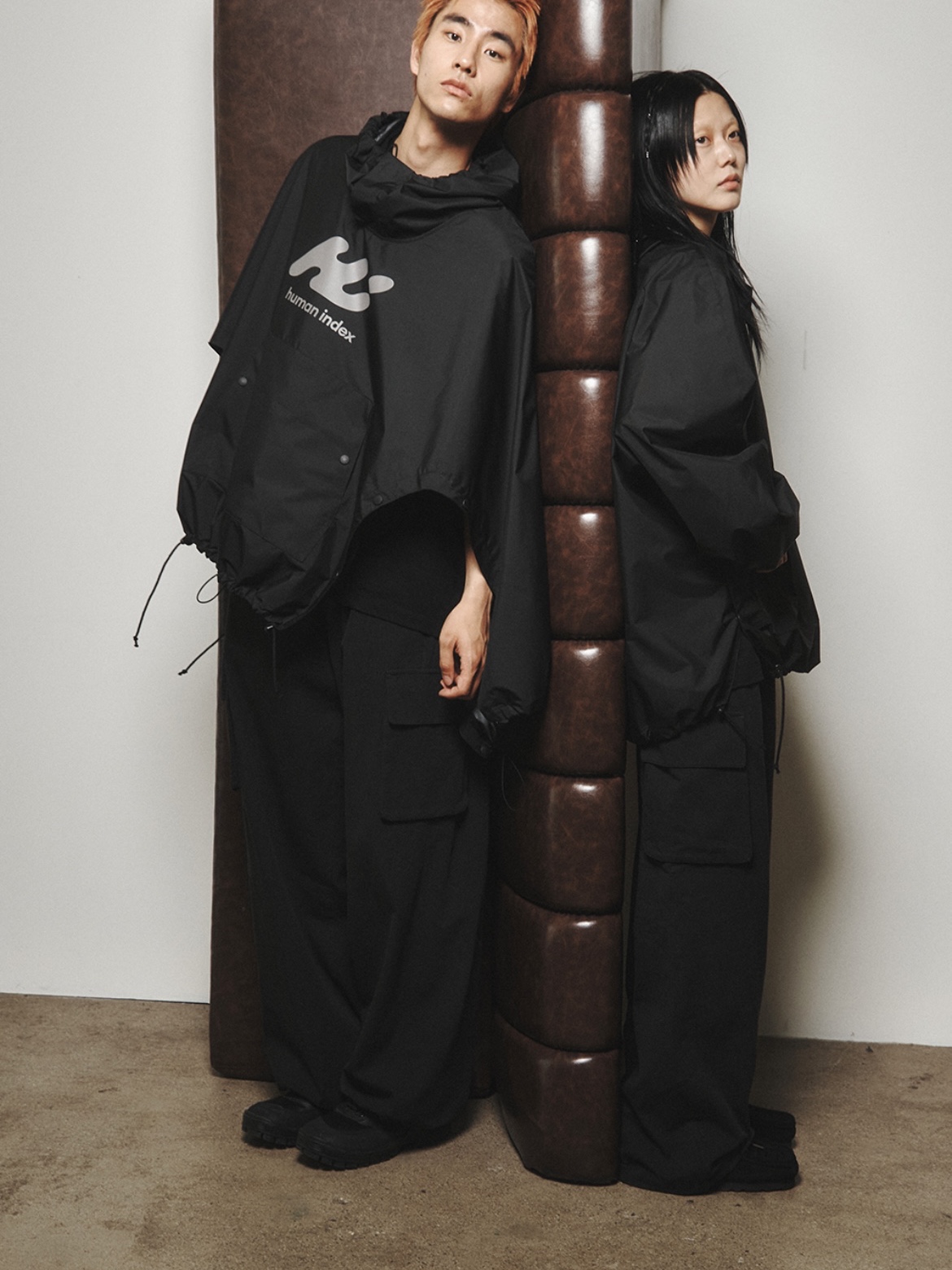 Polyteru Human Index Human Loosed Half Zip Knit Gray, Polyteru Human Index Index Track Pants Black/White 착용 스타일 - 2