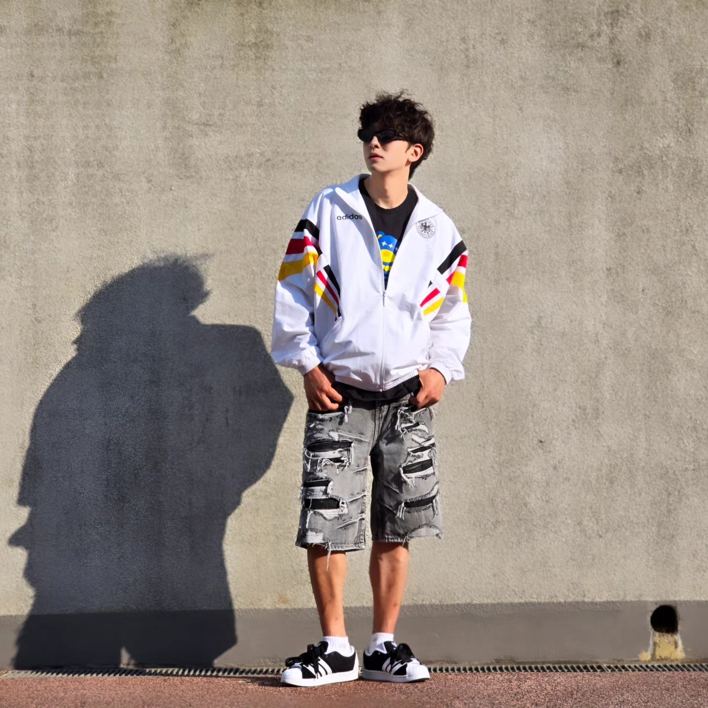 Adidas Germany 1996 Woven Track Jacket White - KR Sizing, Adidas Germany 1996 Woven Track Jacket White - US Sizing 착용 스타일 - 8
