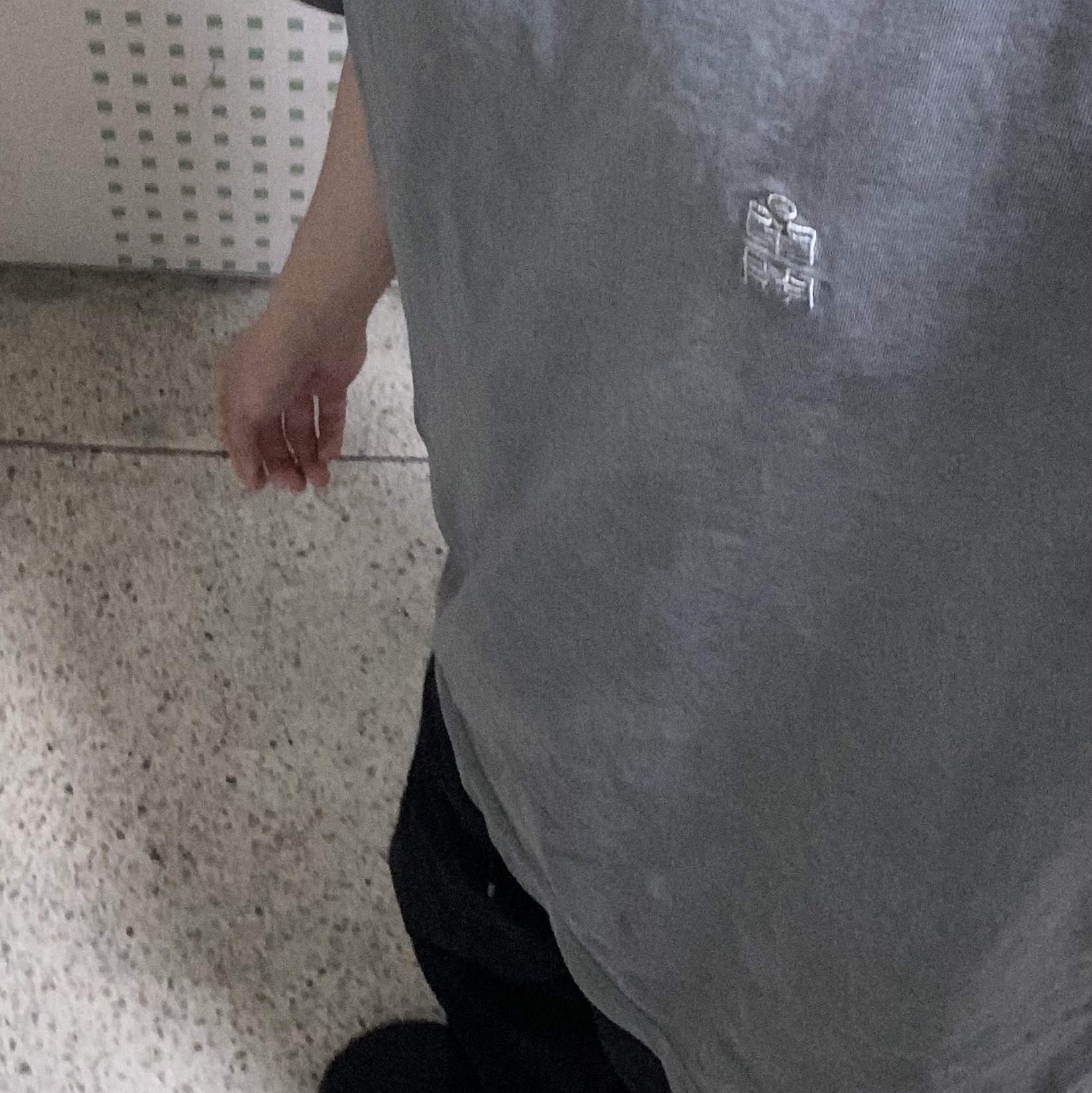 Polyteru Human Index Human Regular 1/2 T-Shirt Dyed Gray, Dada Student T-Shirt Black 착용 스타일 - 1