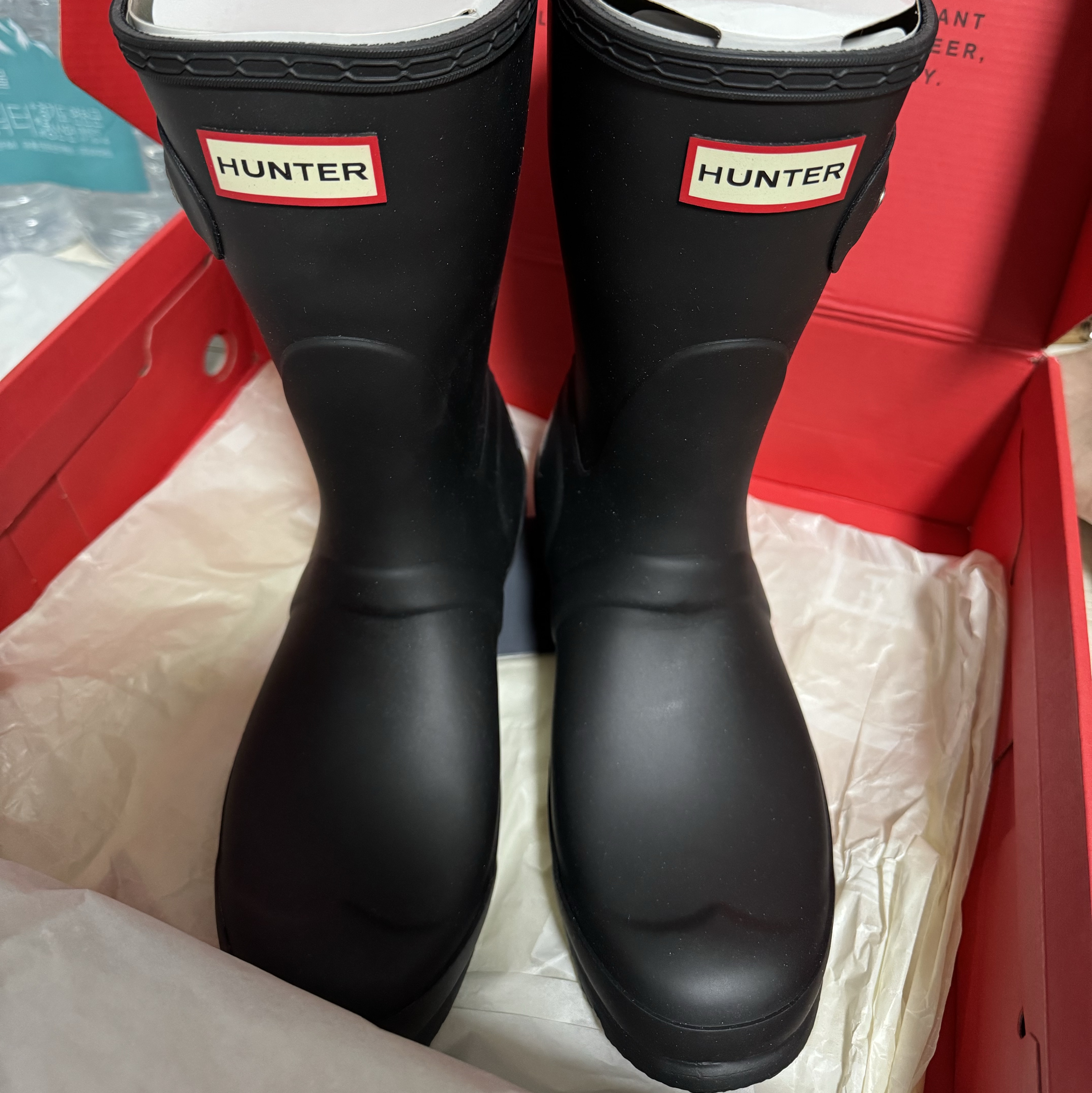 (W) Hunter Original Short Rain Boots Black 착용 스타일
