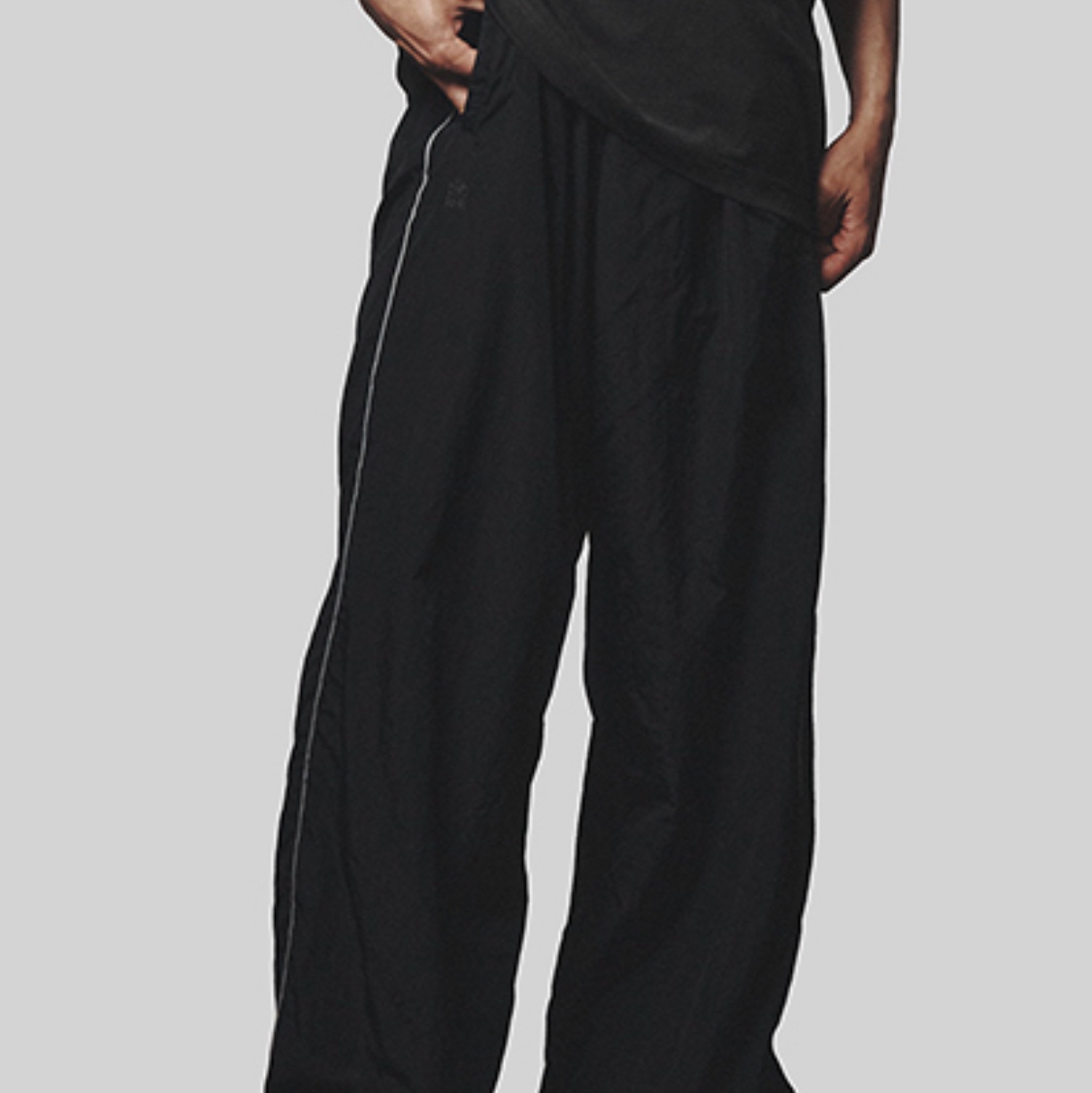 Polyteru Tenco Loosed Shirt 2.0 Dyed Purple Gray, Polyteru Human Index Index Track Pants Black/White 착용 스타일 - 2