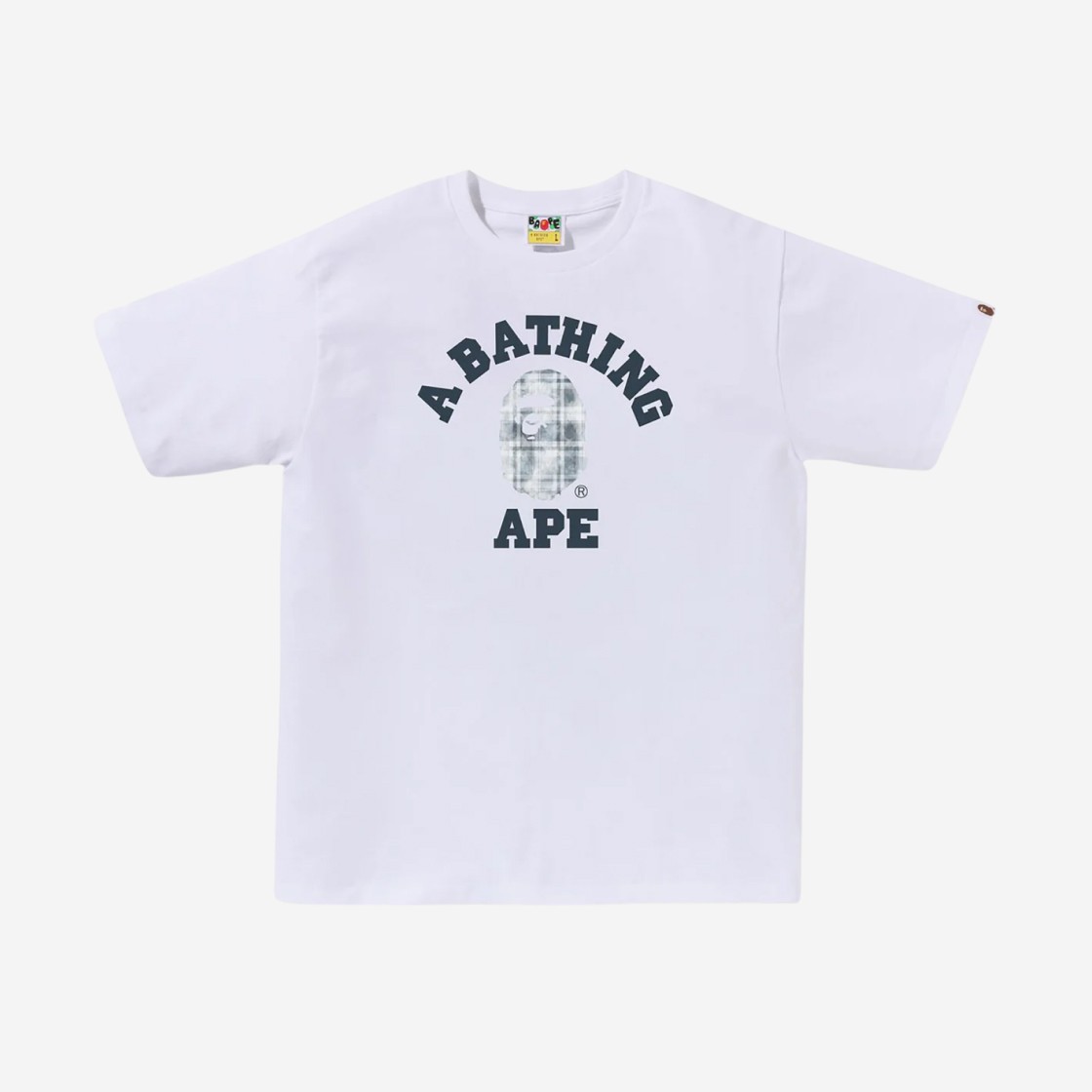 BAPE Bleached BAPE Check College T-Shirt White 상세 이미지 1