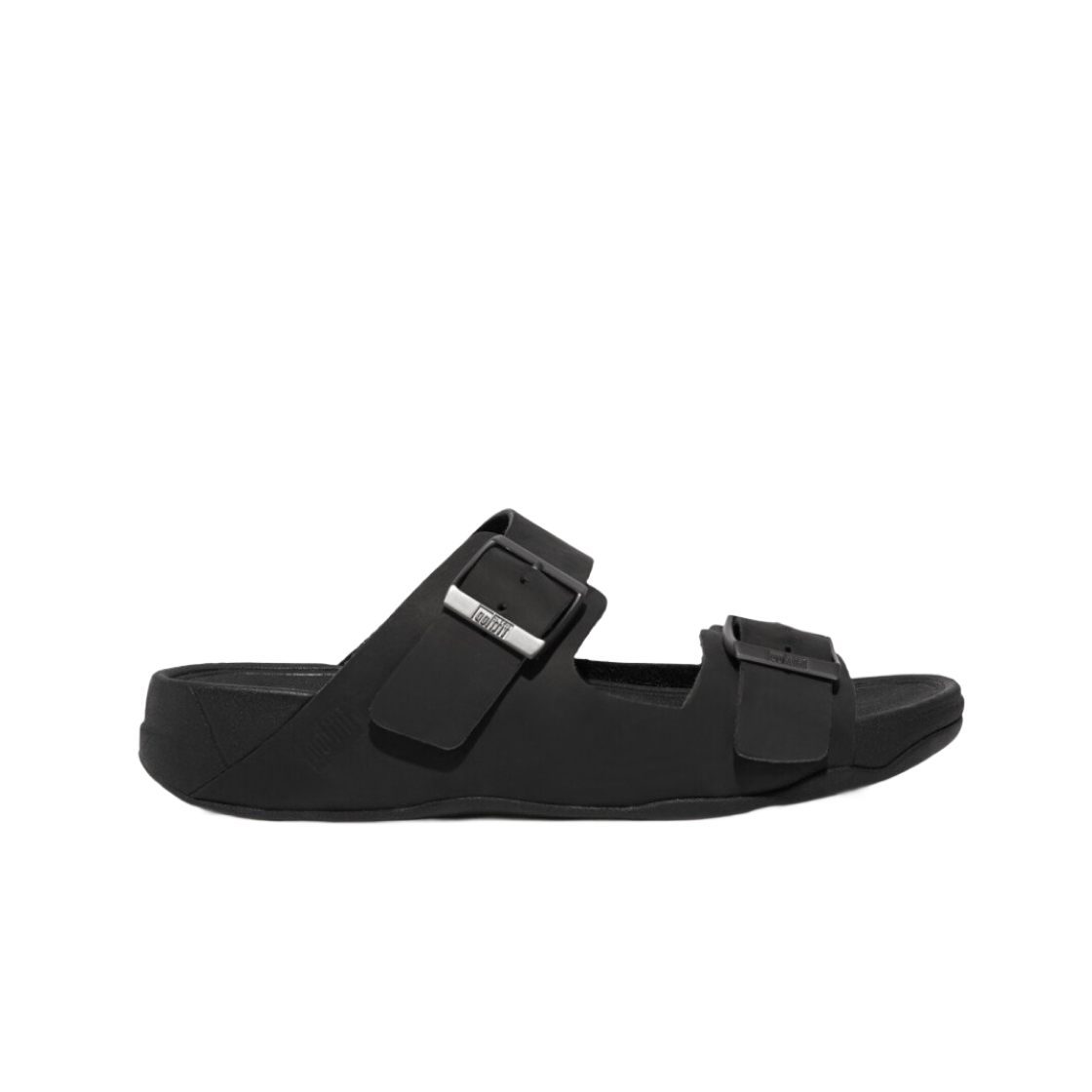 핏플랍 고흐 모크 버클 레더 슬라이드 블랙(FITFLOP Gogh Moc Buckle Leather Slides Black)