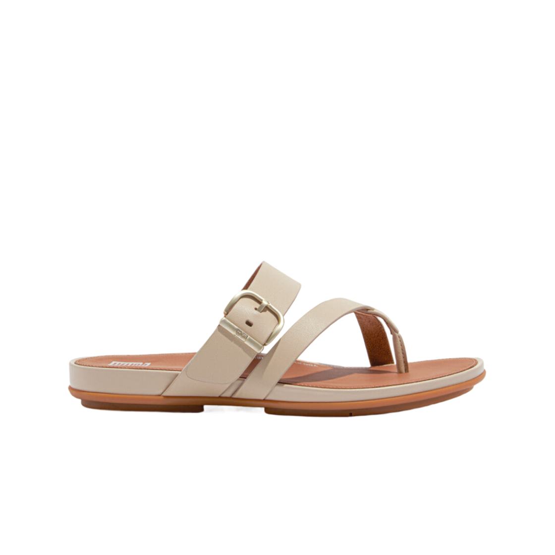 HM5-A20 (W) FITFLOP Gracie Buckle Leather Strappy Toe Post Sandals Stone Beige