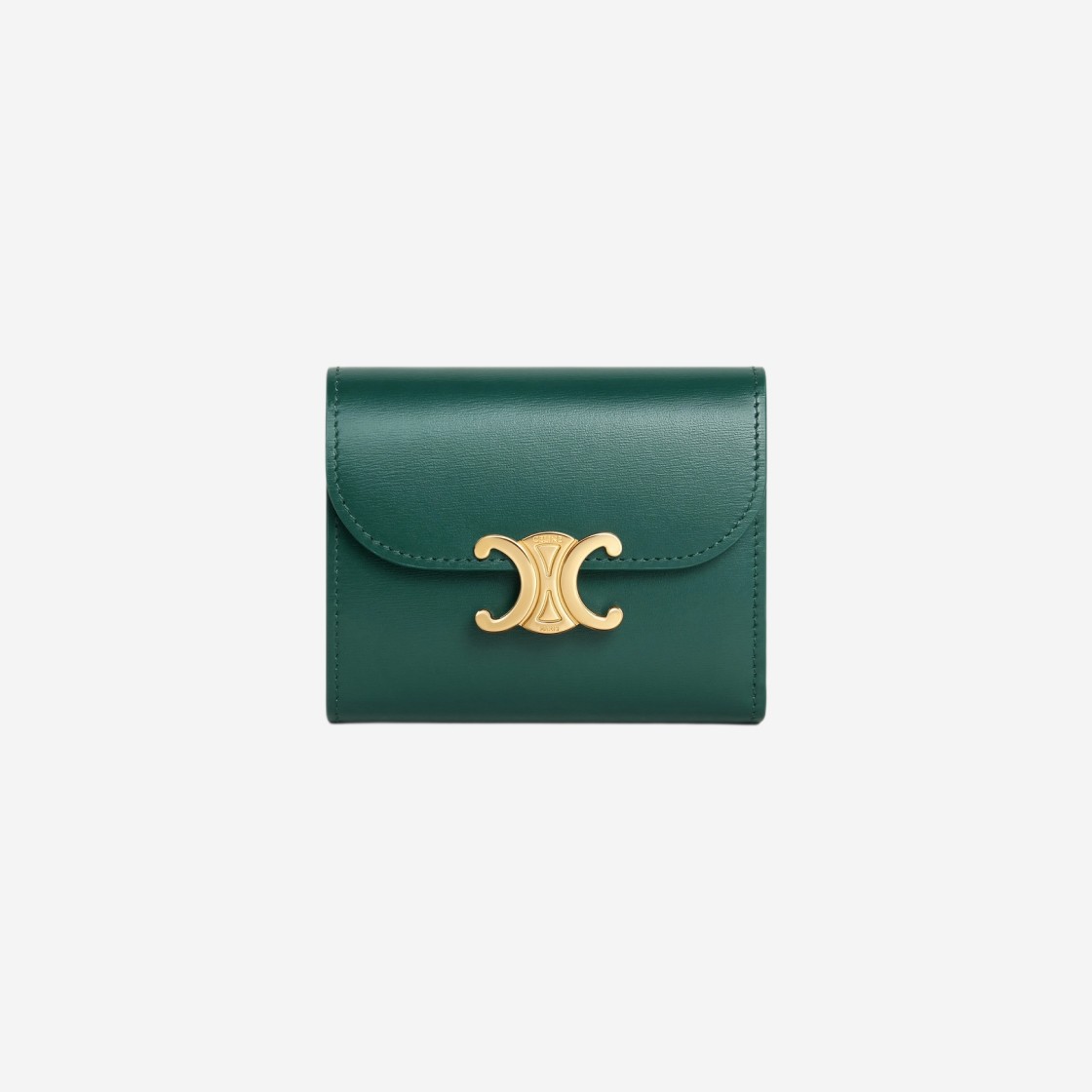 Celine Triomphe Small Flap Wallet in Shiny Calfskin Amazone 상세 이미지 1