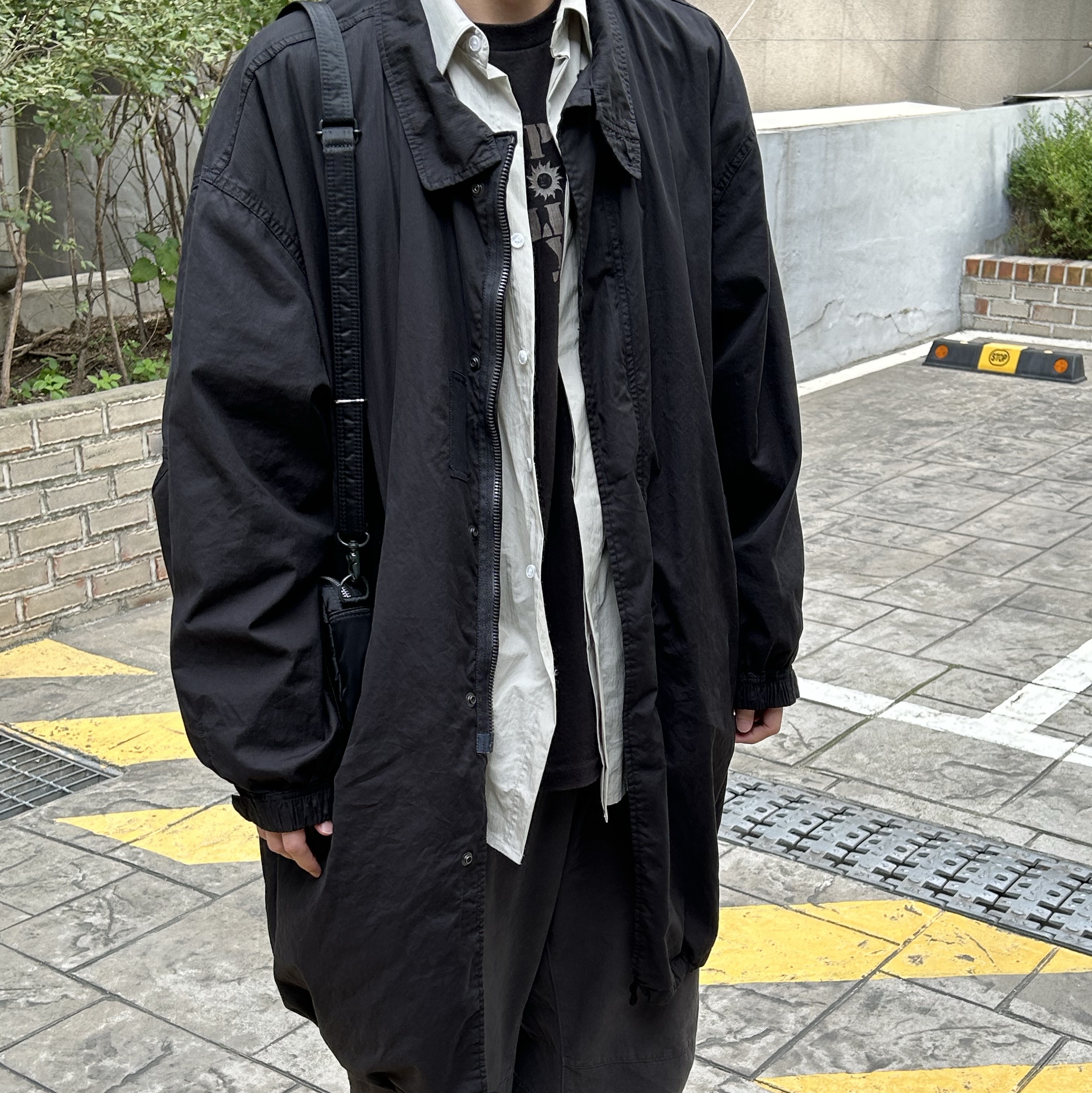 Polyteru Dell Parka Black 착용 스타일