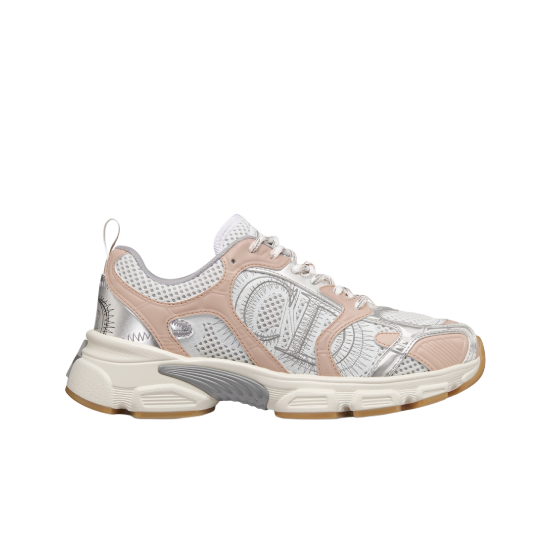 (W) Dior Chrono Sneakers Mesh Laminated Leather White Nude Silver 상세 이미지 1