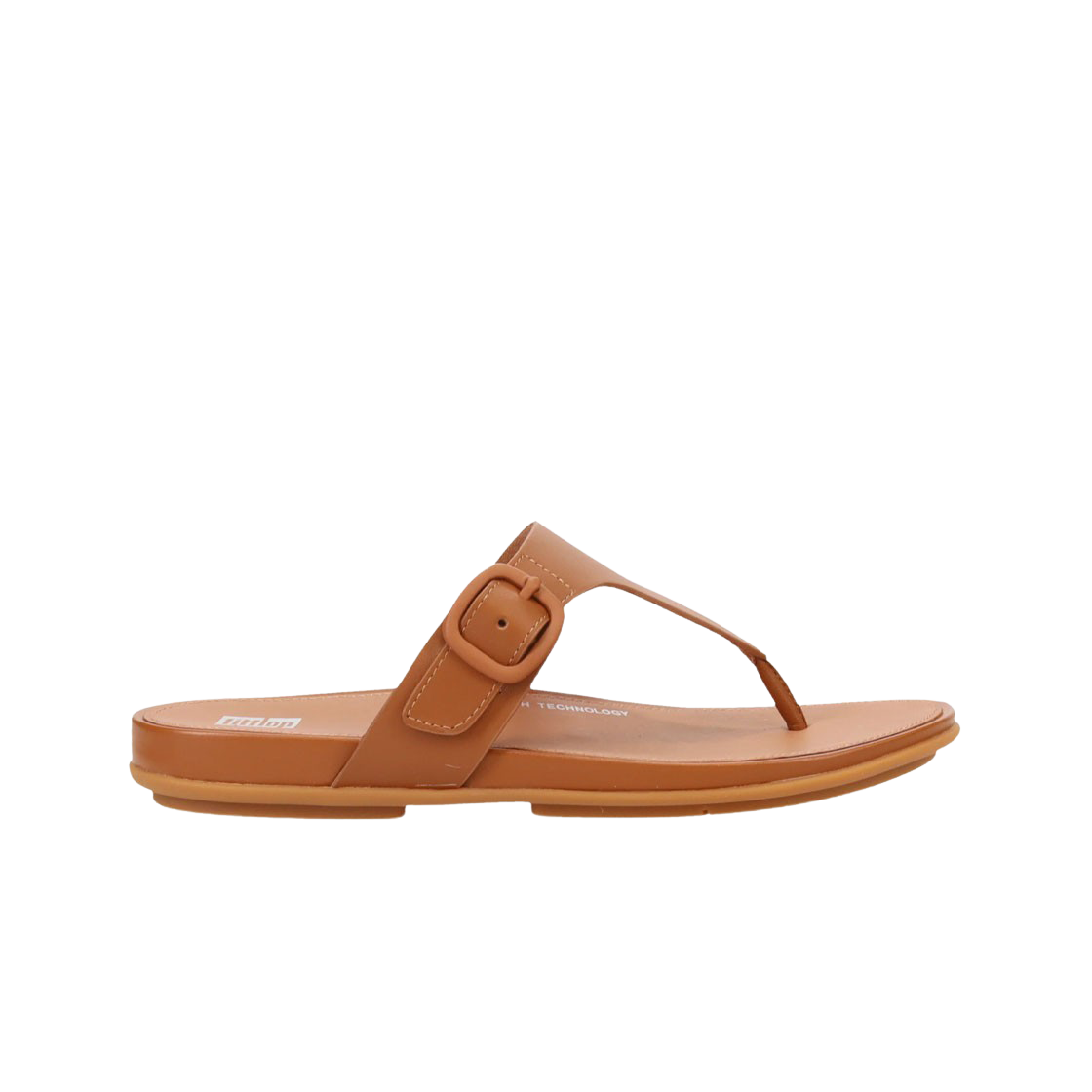 FT9-592 (W) FITFLOP Gracie Rubber Buckle Leather Toe Post Sandals Light Tan