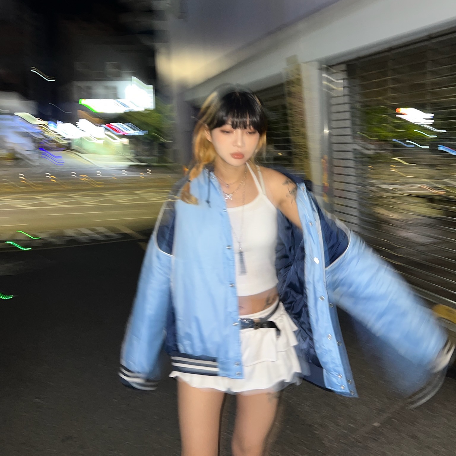 Supreme Hooded Stadium Jacket Blue - 24SS 착용 스타일 - 6