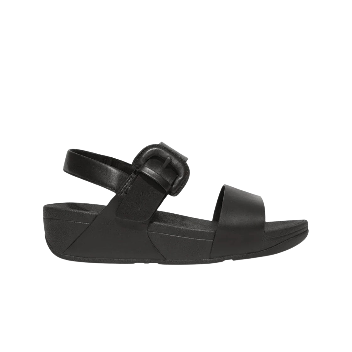 (W) 핏플랍 루루 커버드 버클 로우 엣지 레더 백 스트랩 샌들 블랙((W) FITFLOP Lulu Covered Buckle Raw Edge Leather Back Strap Sandals Black) - 1