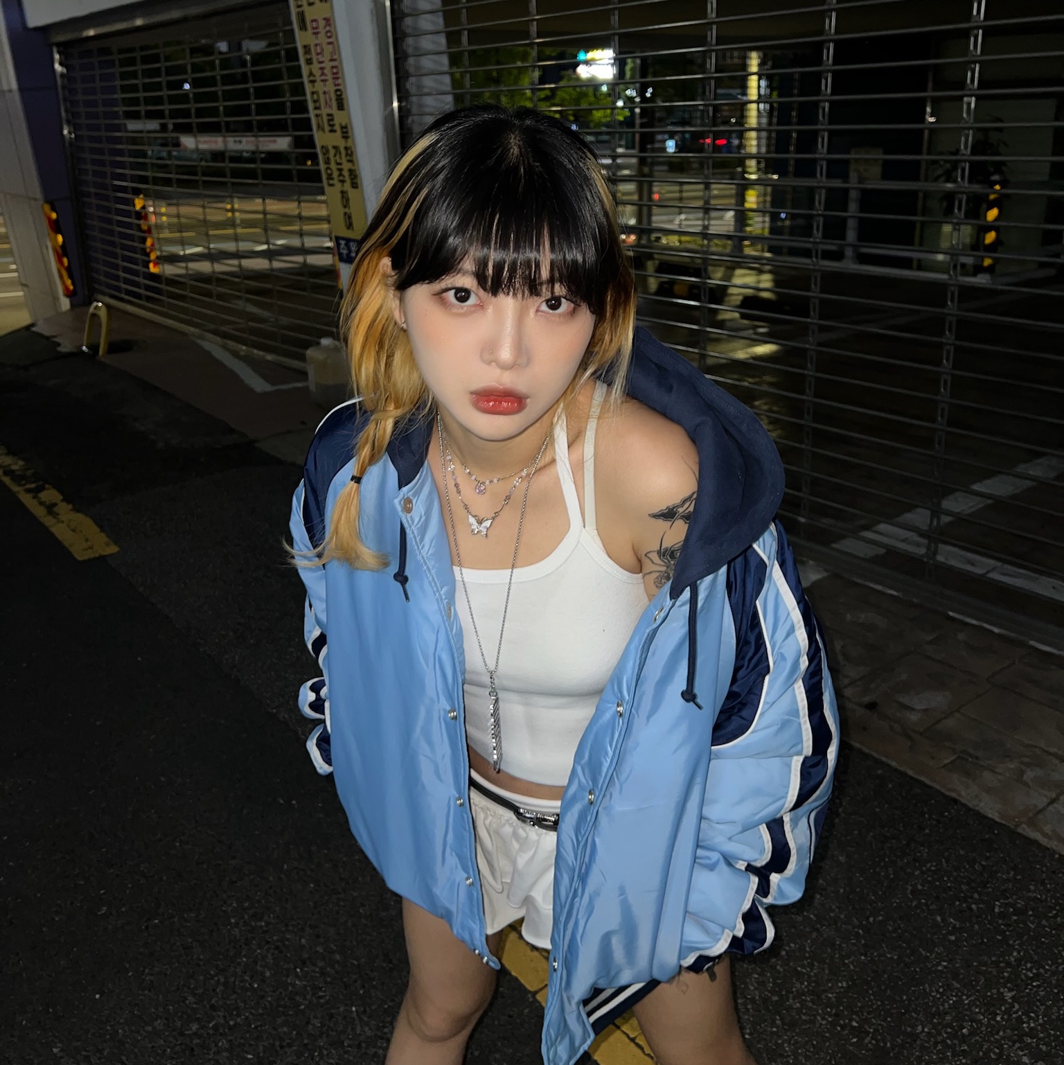 Supreme Hooded Stadium Jacket Blue - 24SS 착용 스타일 - 5