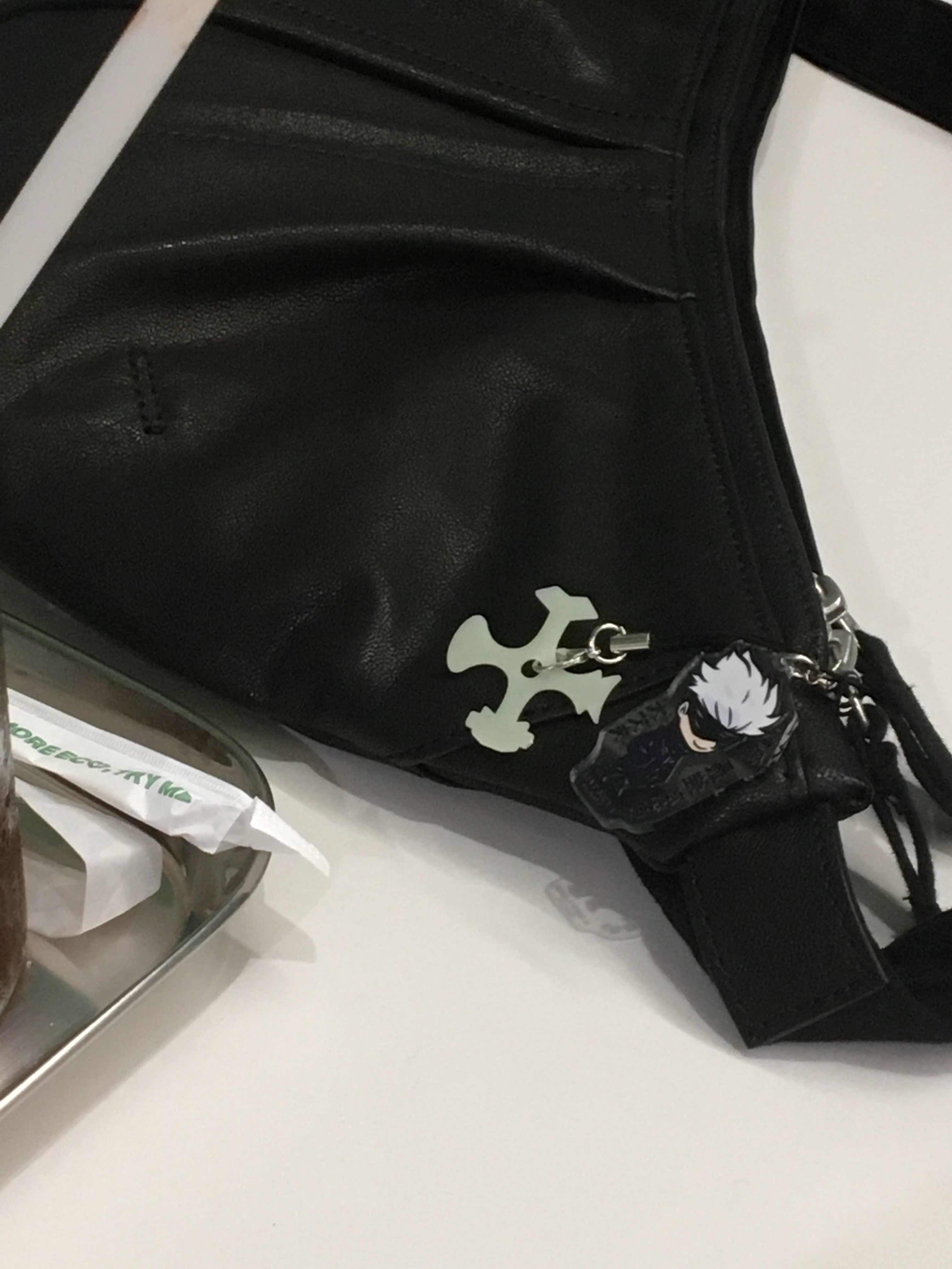 Polyteru Calf Bag Black Lambskin, Polyteru Human Index Index Track Pants Black/Purple 착용 스타일 - 2