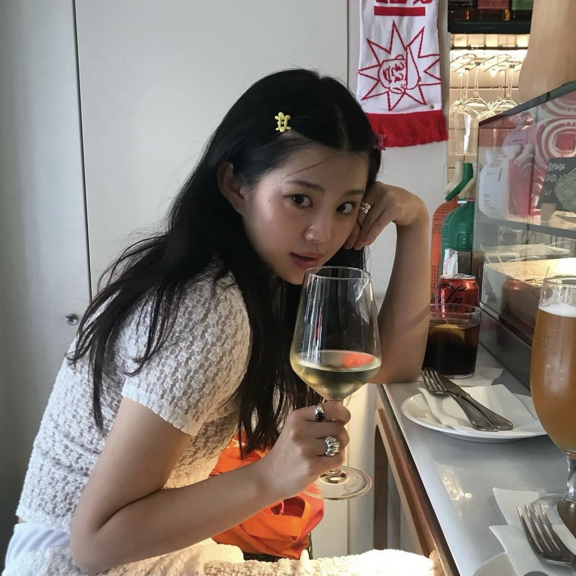 Studiotable Lace Shirring Top White 착용 스타일