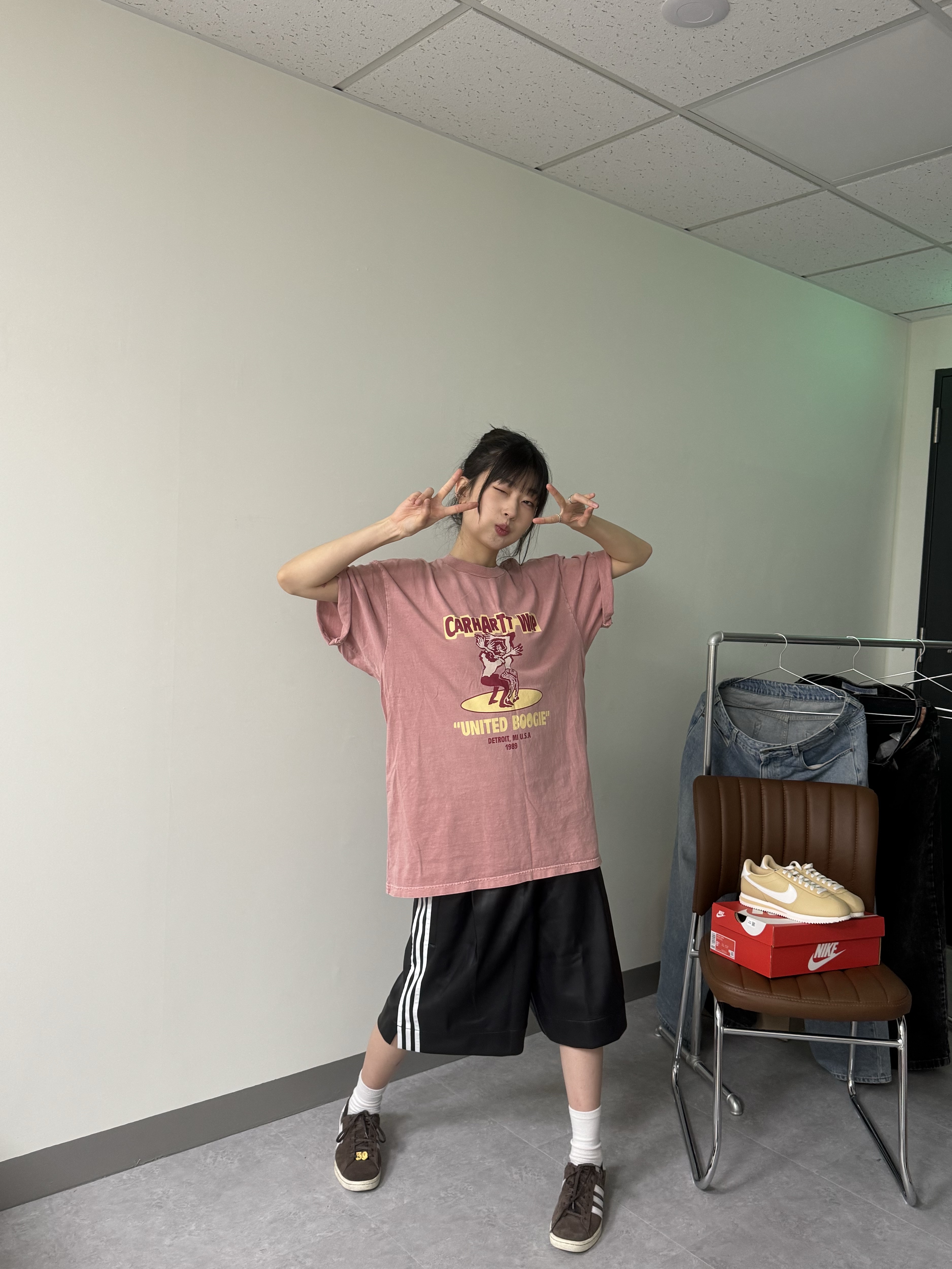 Adidas Originals Faux Leather Adicolor 3S Shorts Black - KR Sizing, Adidas x BAPE Campus 80s Brown 착용 스타일 - 3