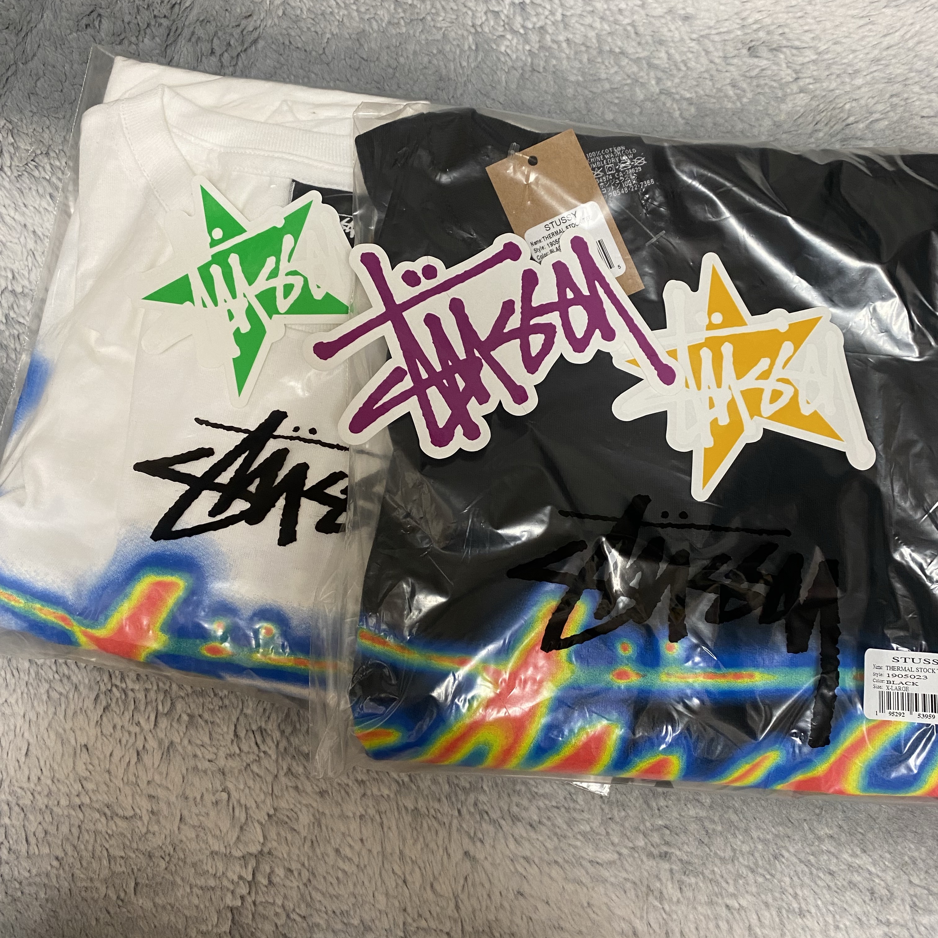 Stussy Thermal Stock T-Shirt Black, Stussy Thermal Stock T-Shirt White 착용 스타일