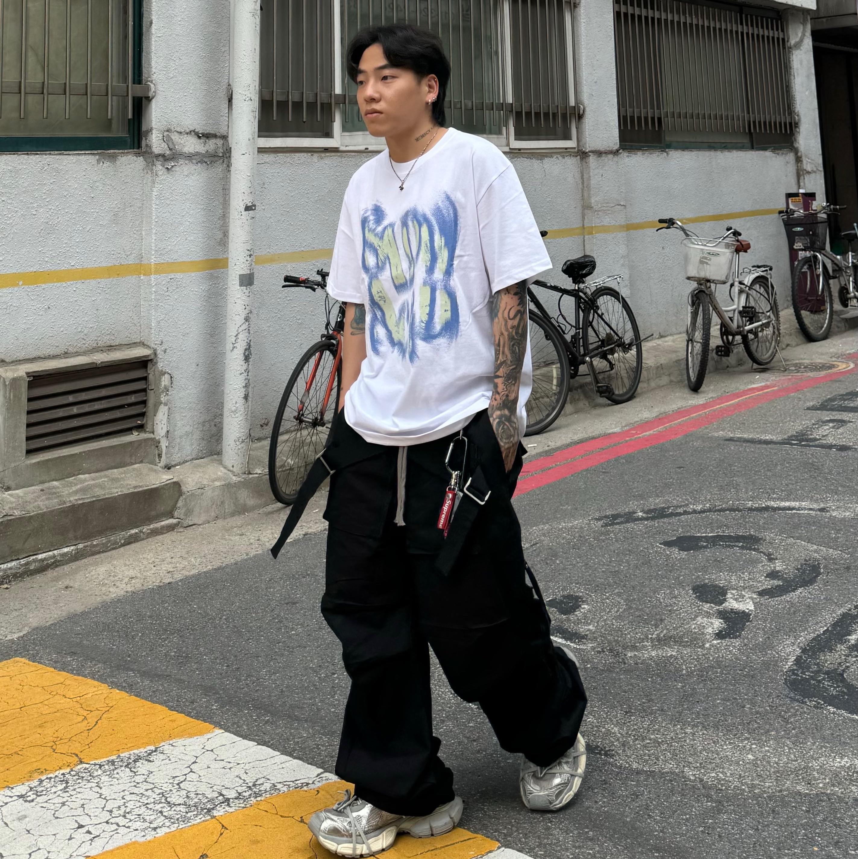 Balenciaga 3XL Sneakers Light Beige, Supreme Leather Key Loop Red - 21SS 착용 스타일 - 3