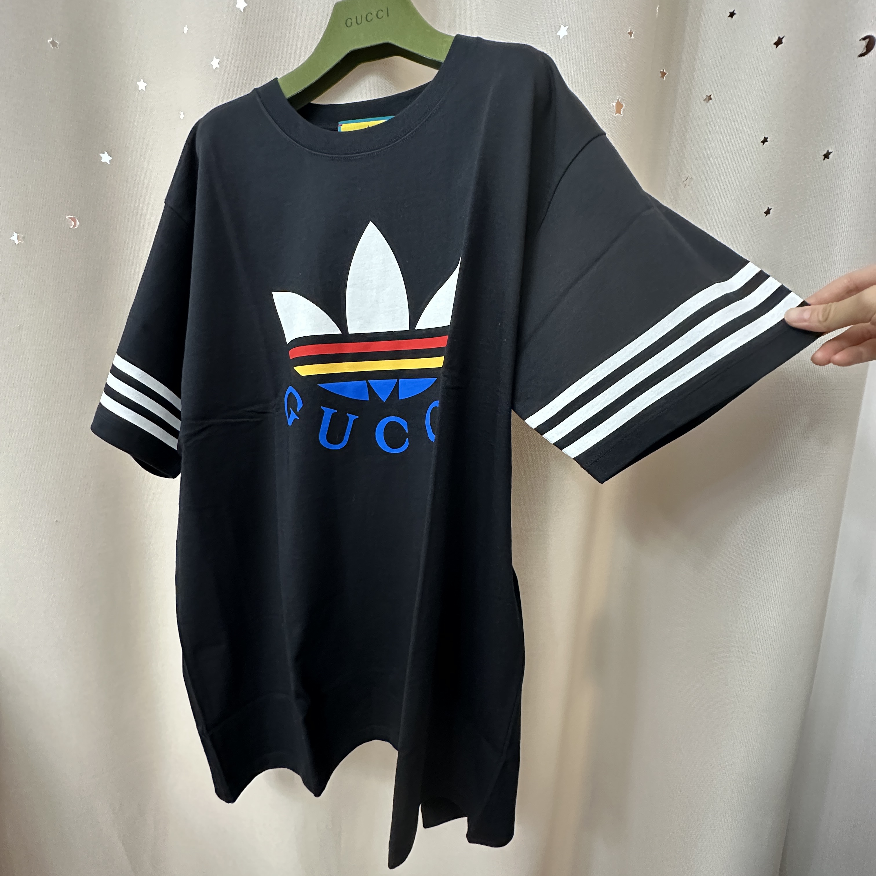 Gucci x Adidas Cotton T-Shirt Black 착용 스타일 - 3