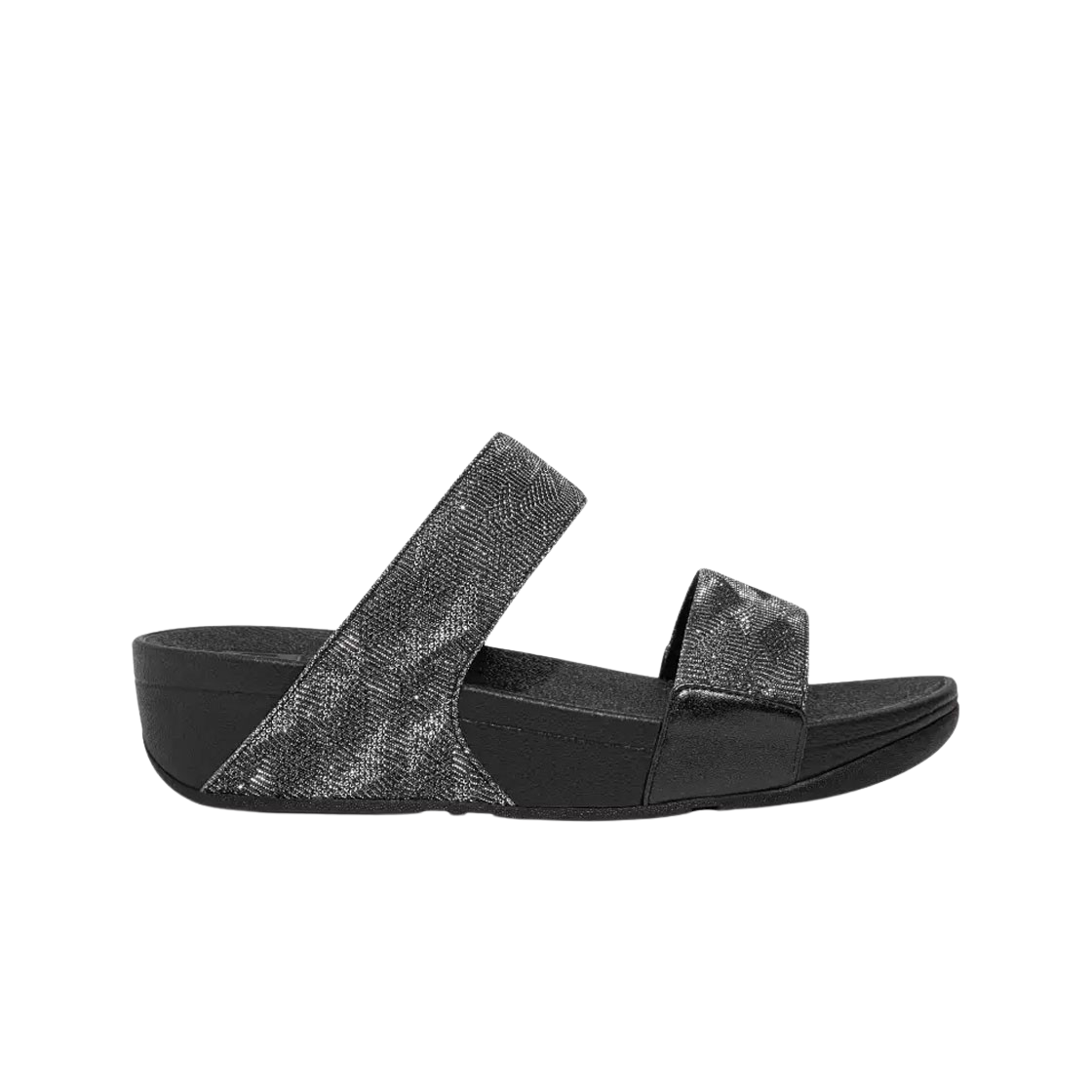 (W) 핏플랍 루루 글리터 슬라이드 올 블랙((W) FITFLOP Lulu Glitter Slides All Black) - 1
