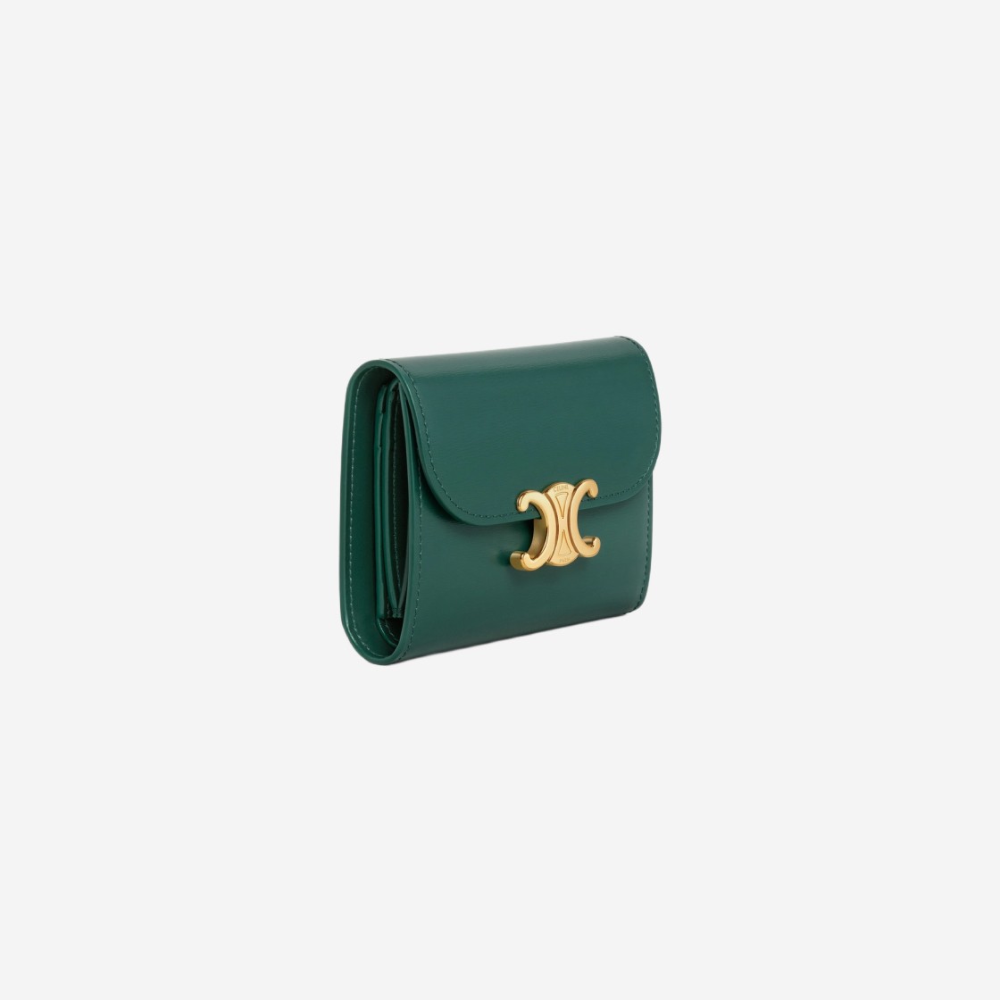 Celine Triomphe Small Flap Wallet in Shiny Calfskin Amazone 상세 이미지 2