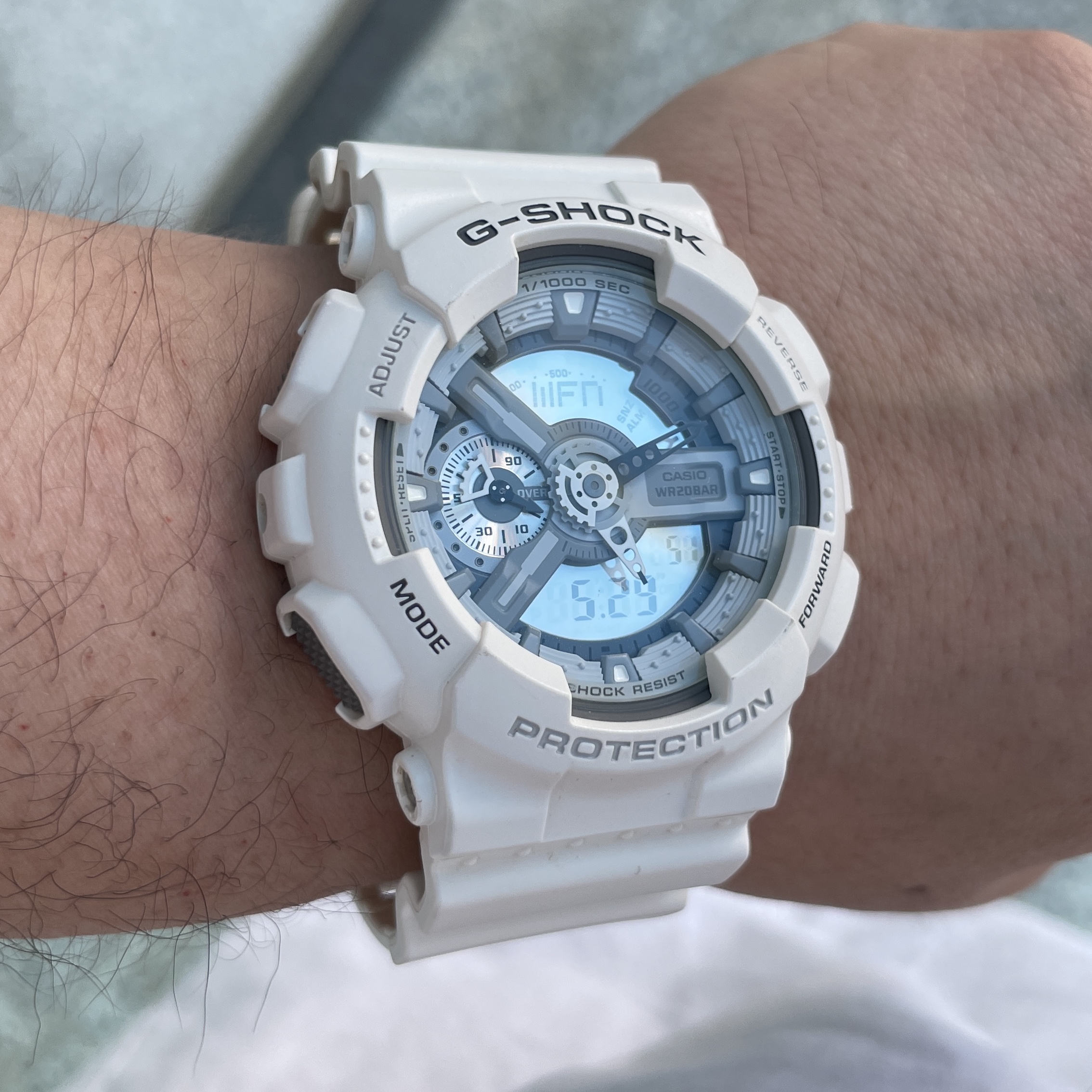 Casio G-Shock 40th Anniversary Clear Remix 110 Series GA-114RX-7A Clear 착용 스타일