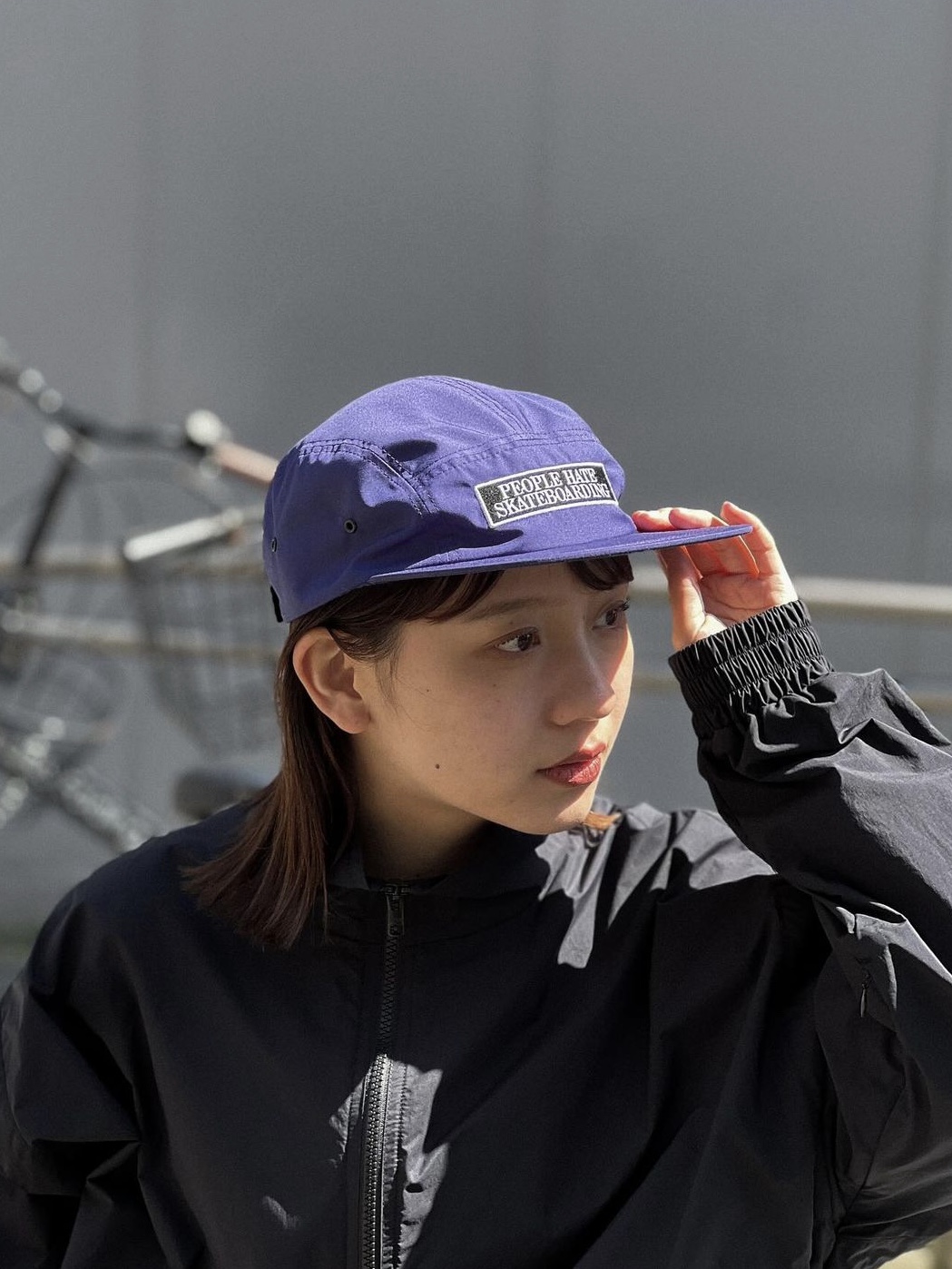 Tightbooth People Hate Skate Jet Cap Purple 착용 스타일 - 3