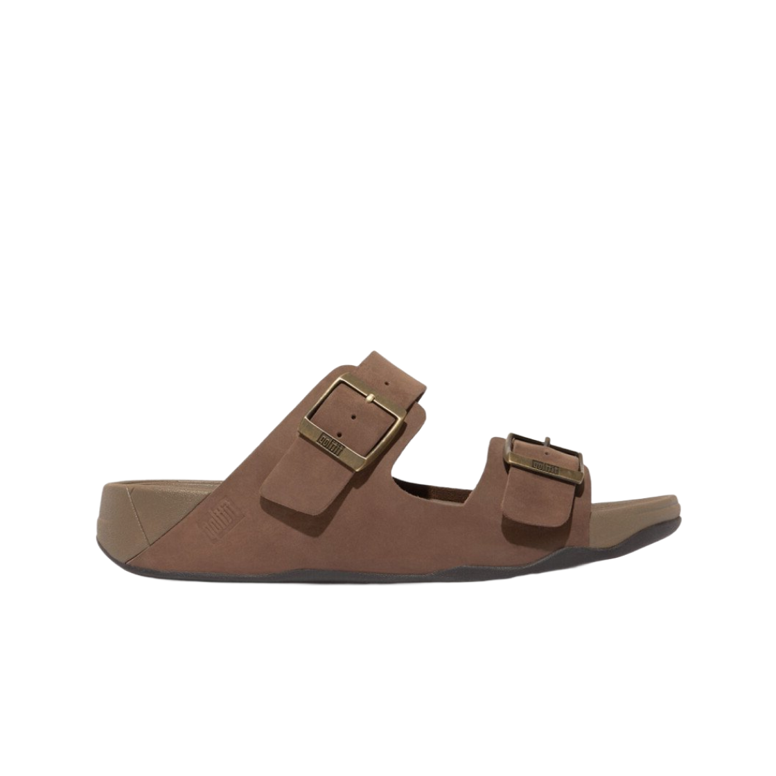 핏플랍 고흐 모크 버클 레더 슬라이드 초콜릿 브라운(FITFLOP Gogh Moc Buckle Leather Slides Chocolate Brown)