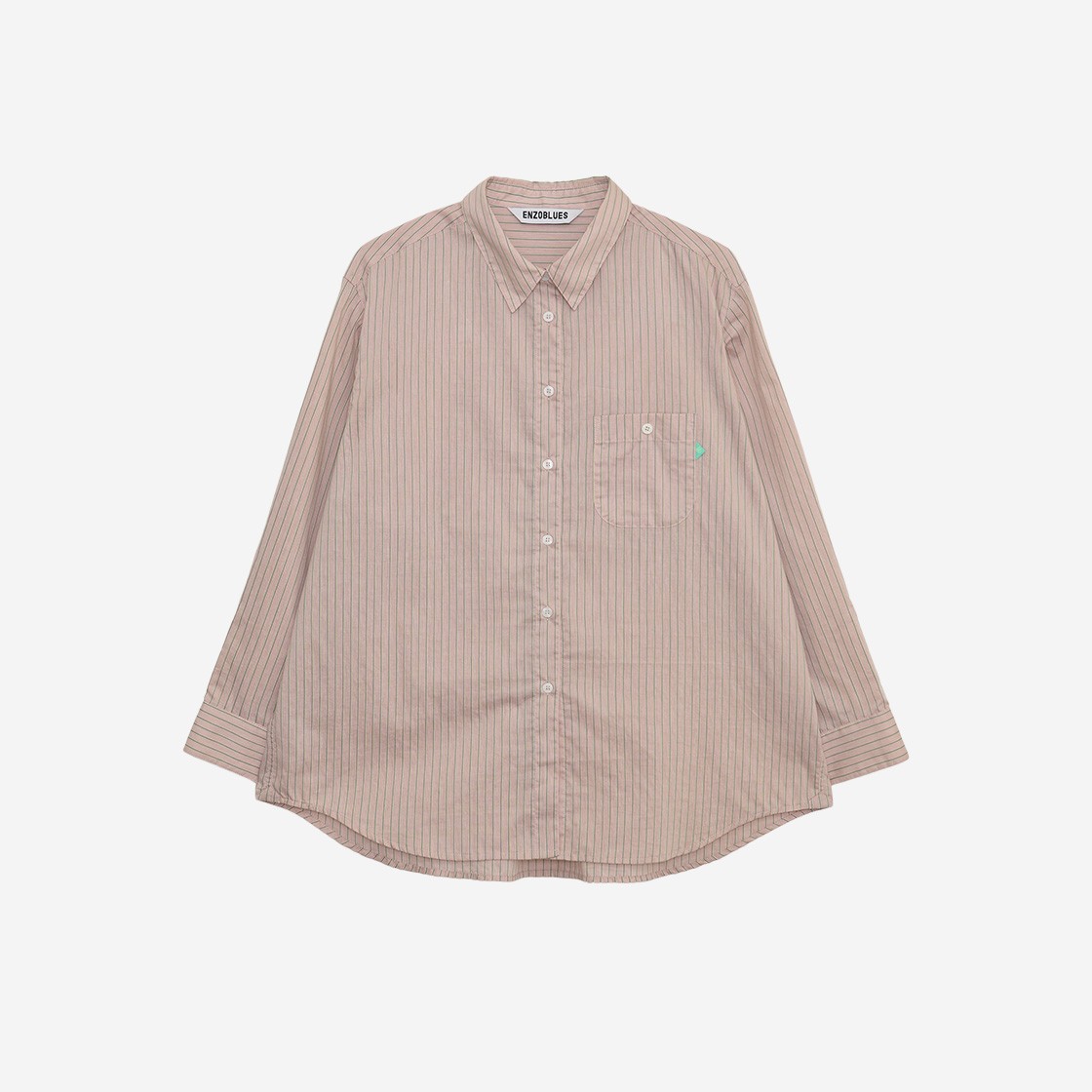 ENZOBLUES Striped Poplin Pocket Shirt Salmon Stripe 상세 이미지 1