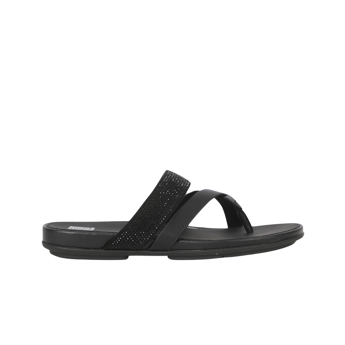 HO5-001 (W) FITFlOP Gracie Leather Strappy Toe Post Flip Flops Black