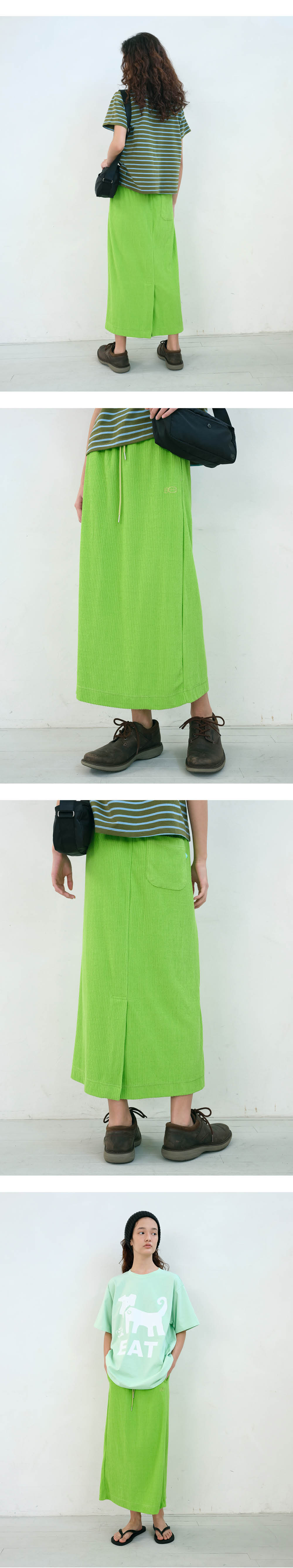 【ENZO BLUES】Stripe Terry Long Skirt MUSINSA公式 | ENZO BLUES Striped Terry Long Skirt (Black)