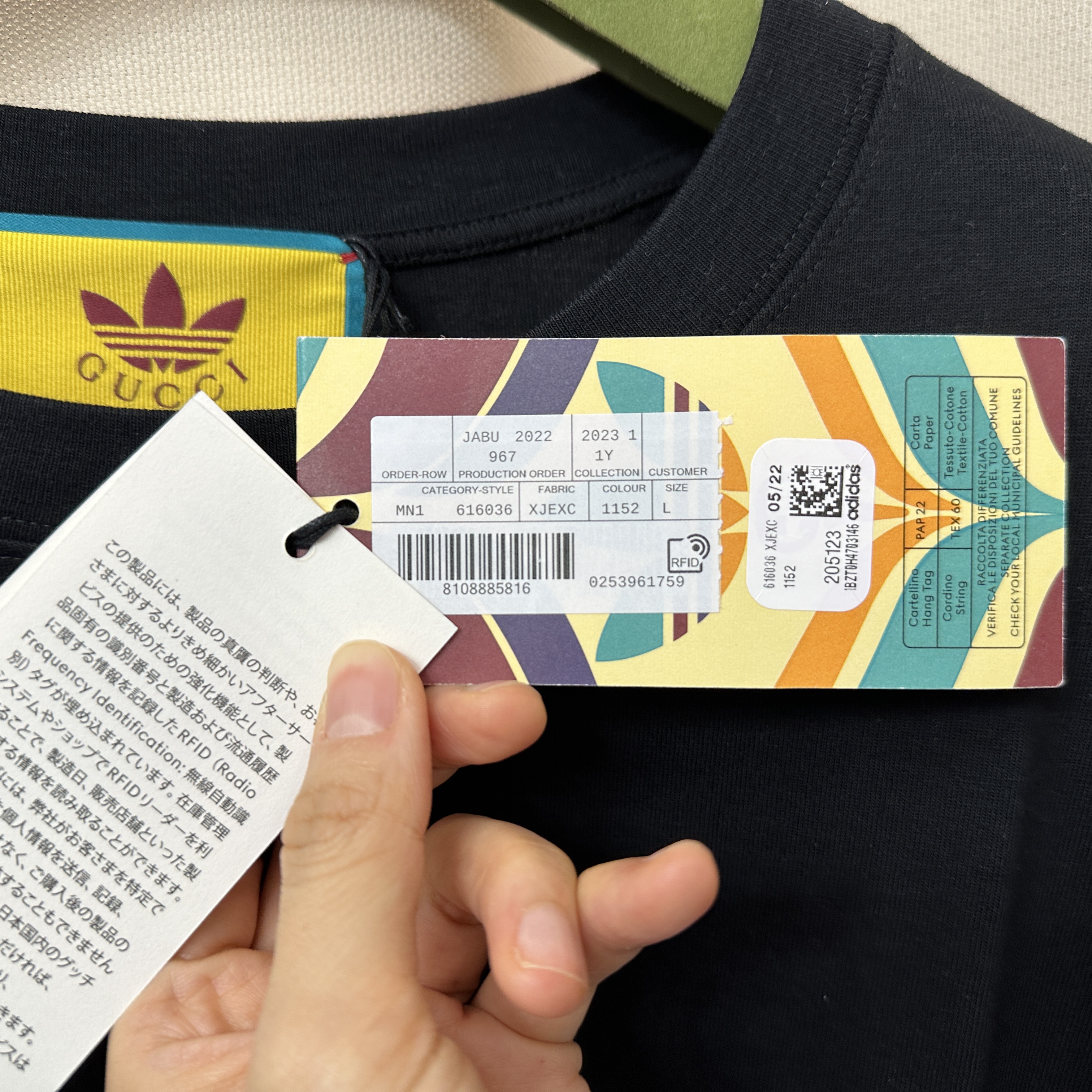 Gucci x Adidas Cotton T-Shirt Black 착용 스타일 - 5