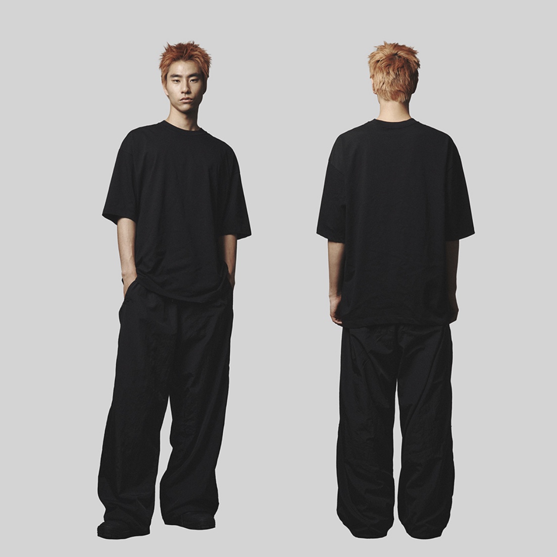 Yeezy Gap Engineered By Balenciaga Dove No Seam T-Shirt Black, Polyteru Human Index Human Jumbo 1/2 T-Shirt Black 착용 스타일 - 2
