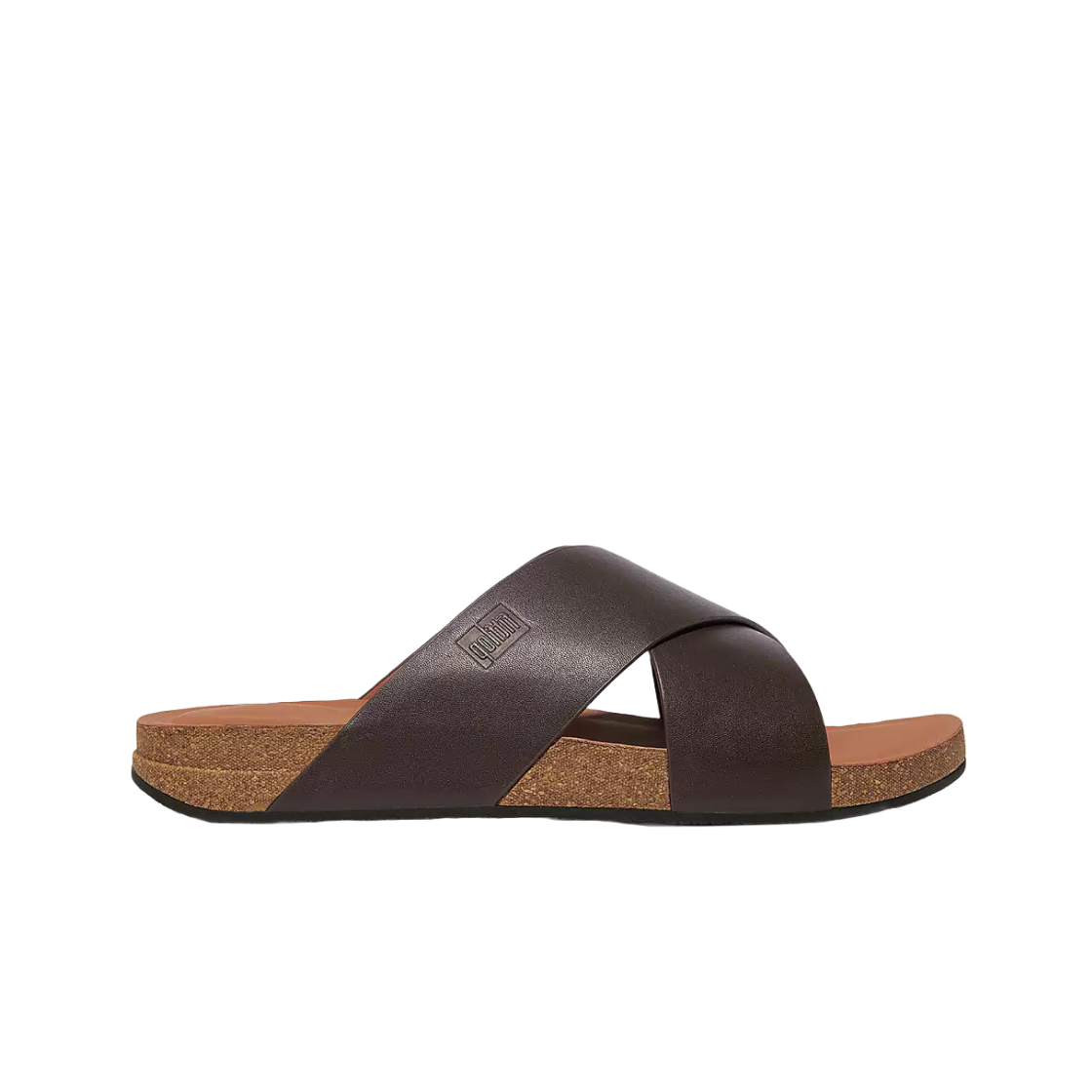 GZ7-167 FITFLOP Iqushion Leather Cross Slides Brown Mix