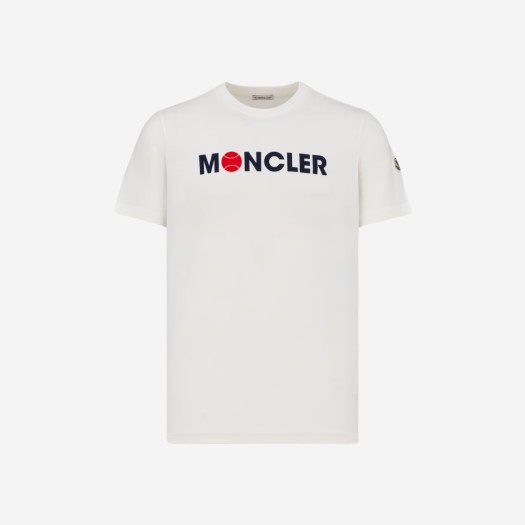 몽클레르 플록드 로고 티셔츠 화이트